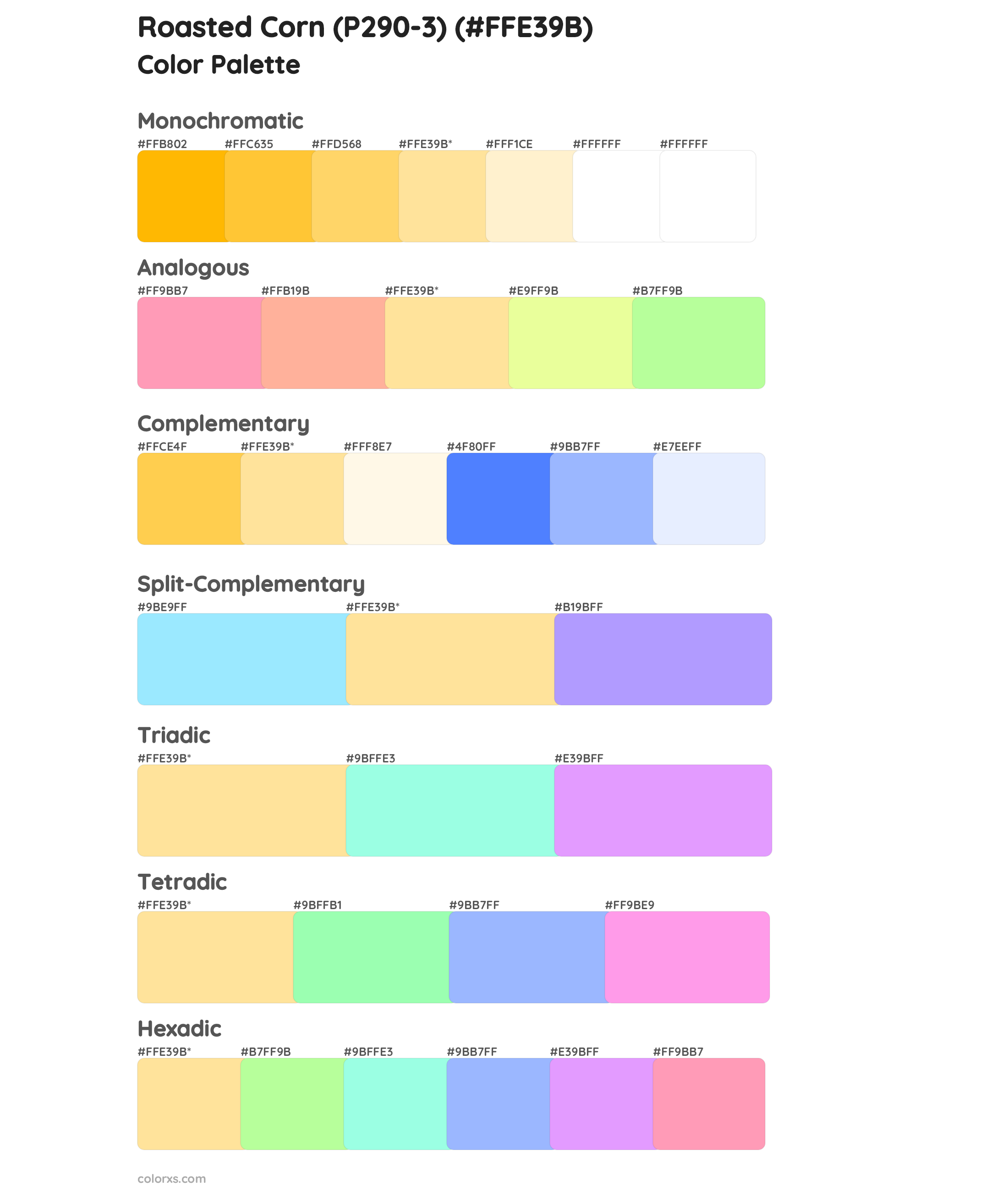 Roasted Corn (P290-3) Color Scheme Palettes