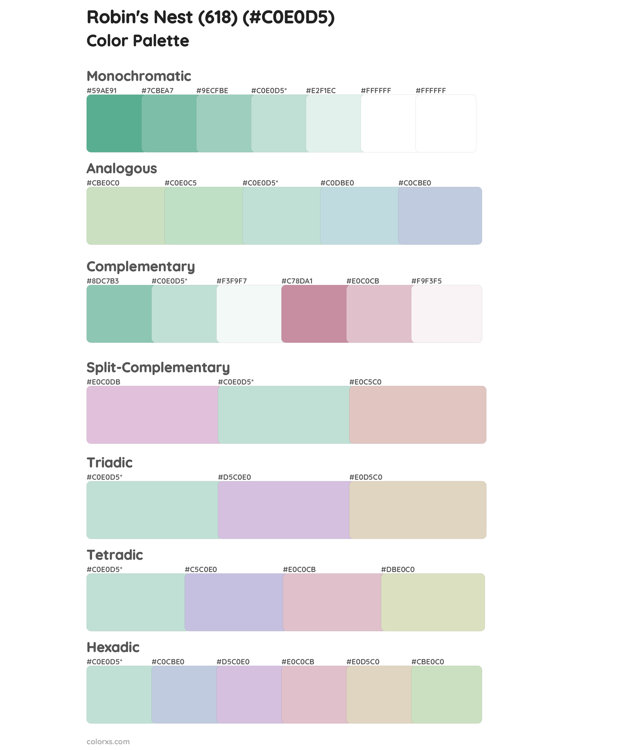 Robin's Nest (618) Color Scheme Palettes