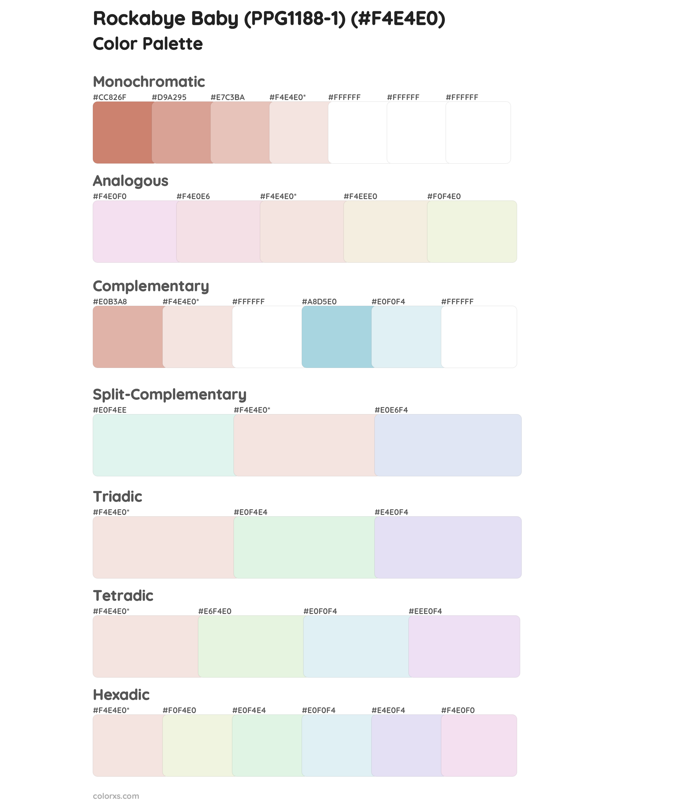 Rockabye Baby (PPG1188-1) Color Scheme Palettes