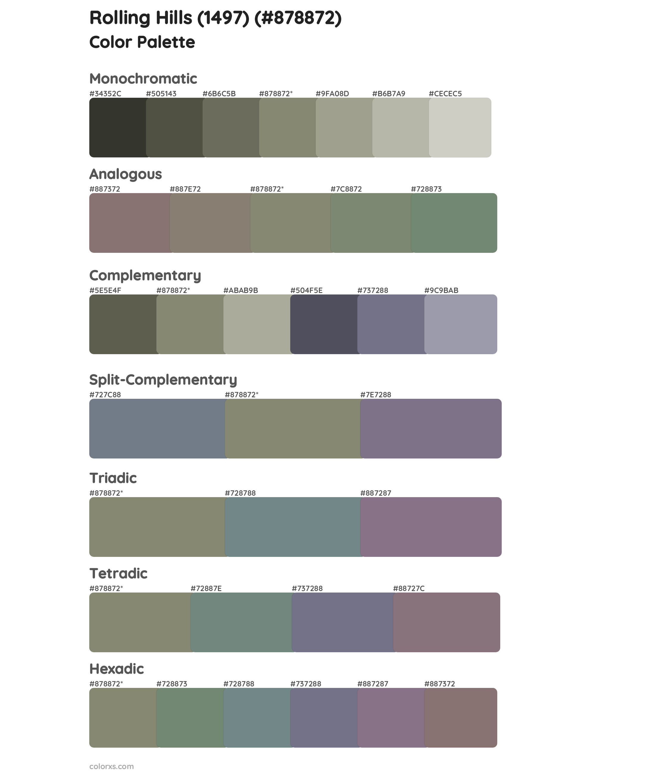 Rolling Hills (1497) Color Scheme Palettes