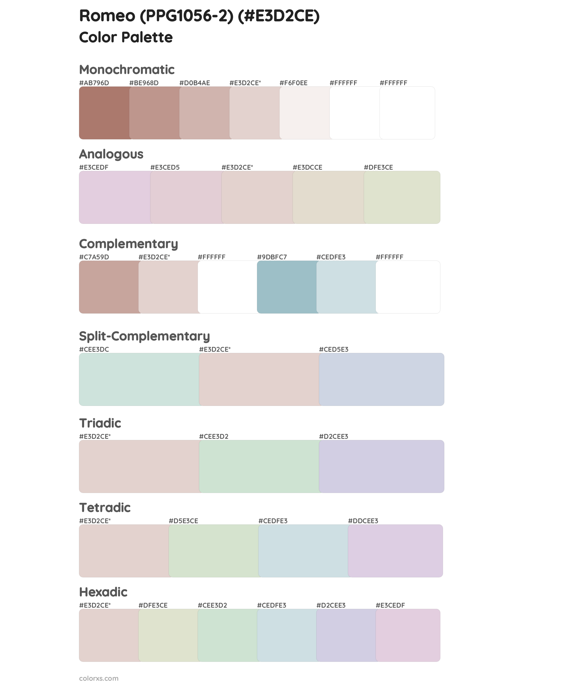 Romeo (PPG1056-2) Color Scheme Palettes