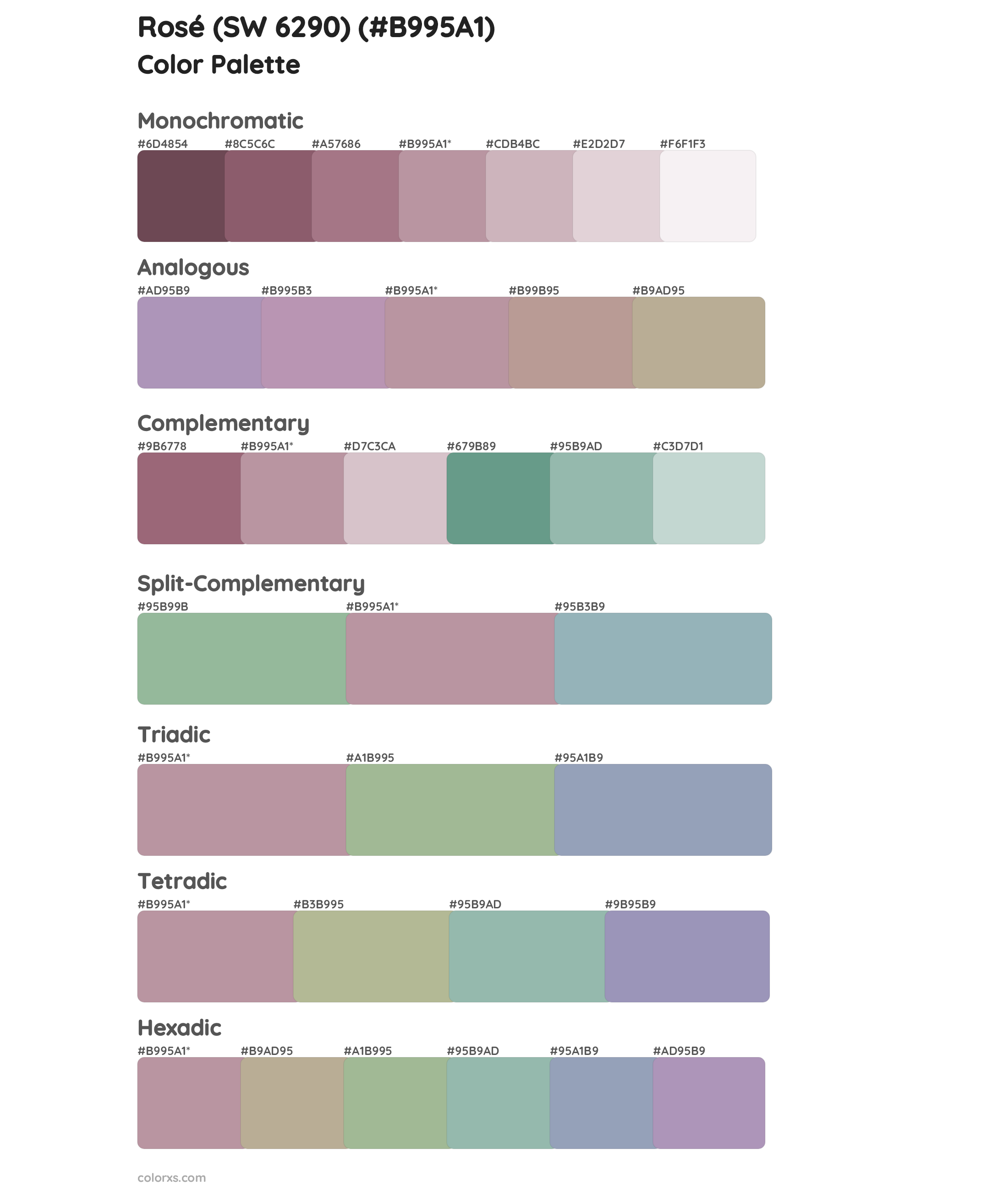 Rosé (SW 6290) Color Scheme Palettes