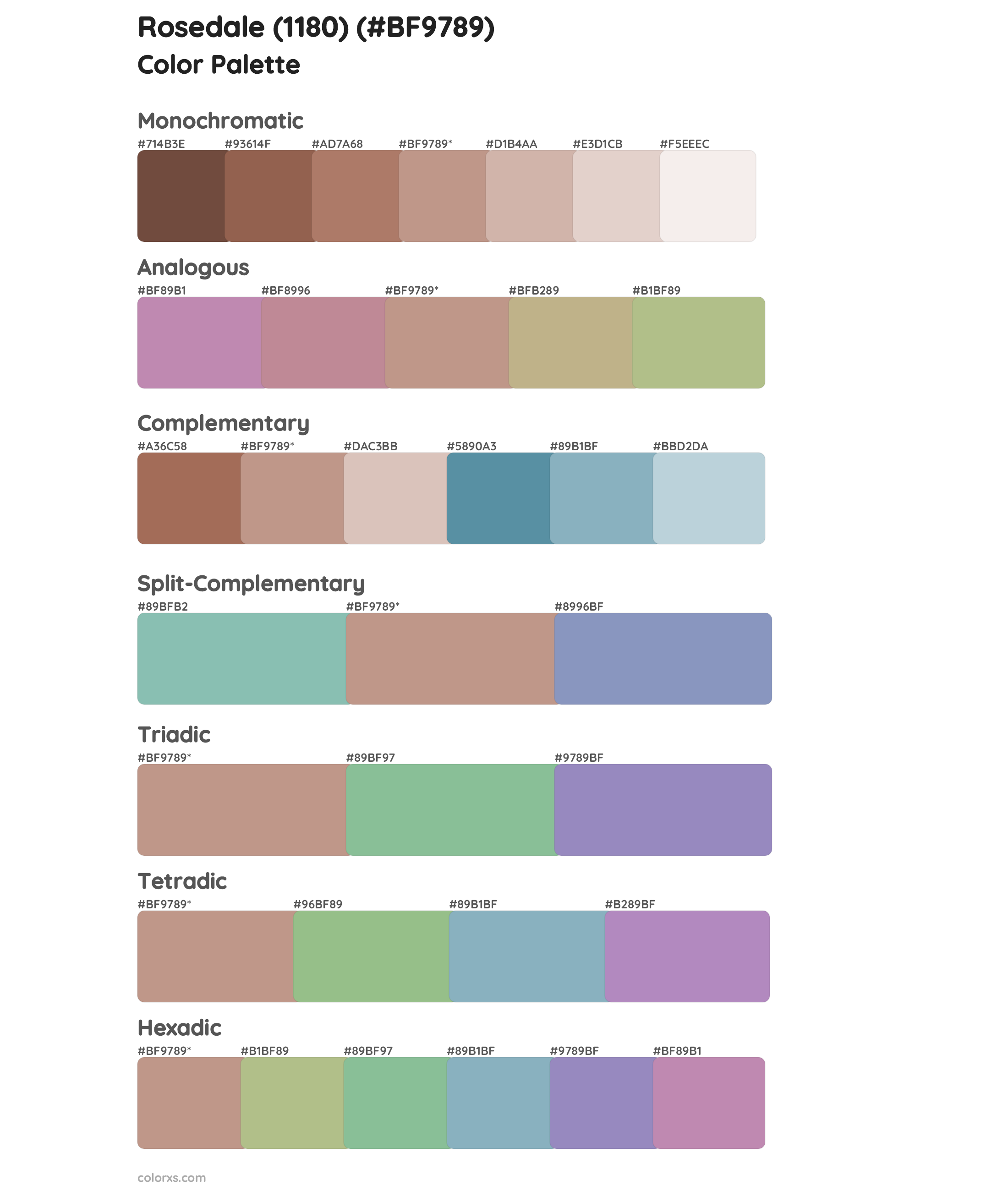 Rosedale (1180) Color Scheme Palettes