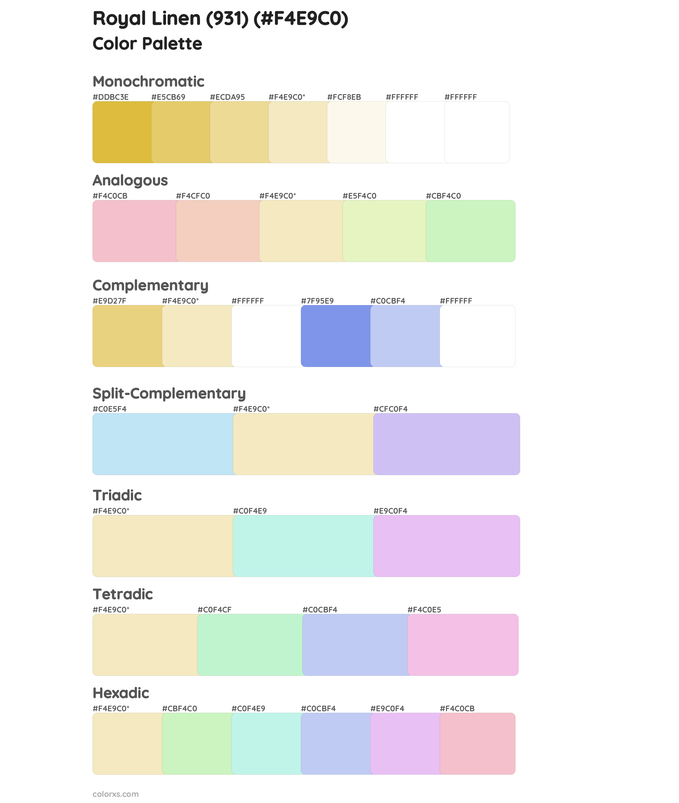 Royal Linen (931) Color Scheme Palettes