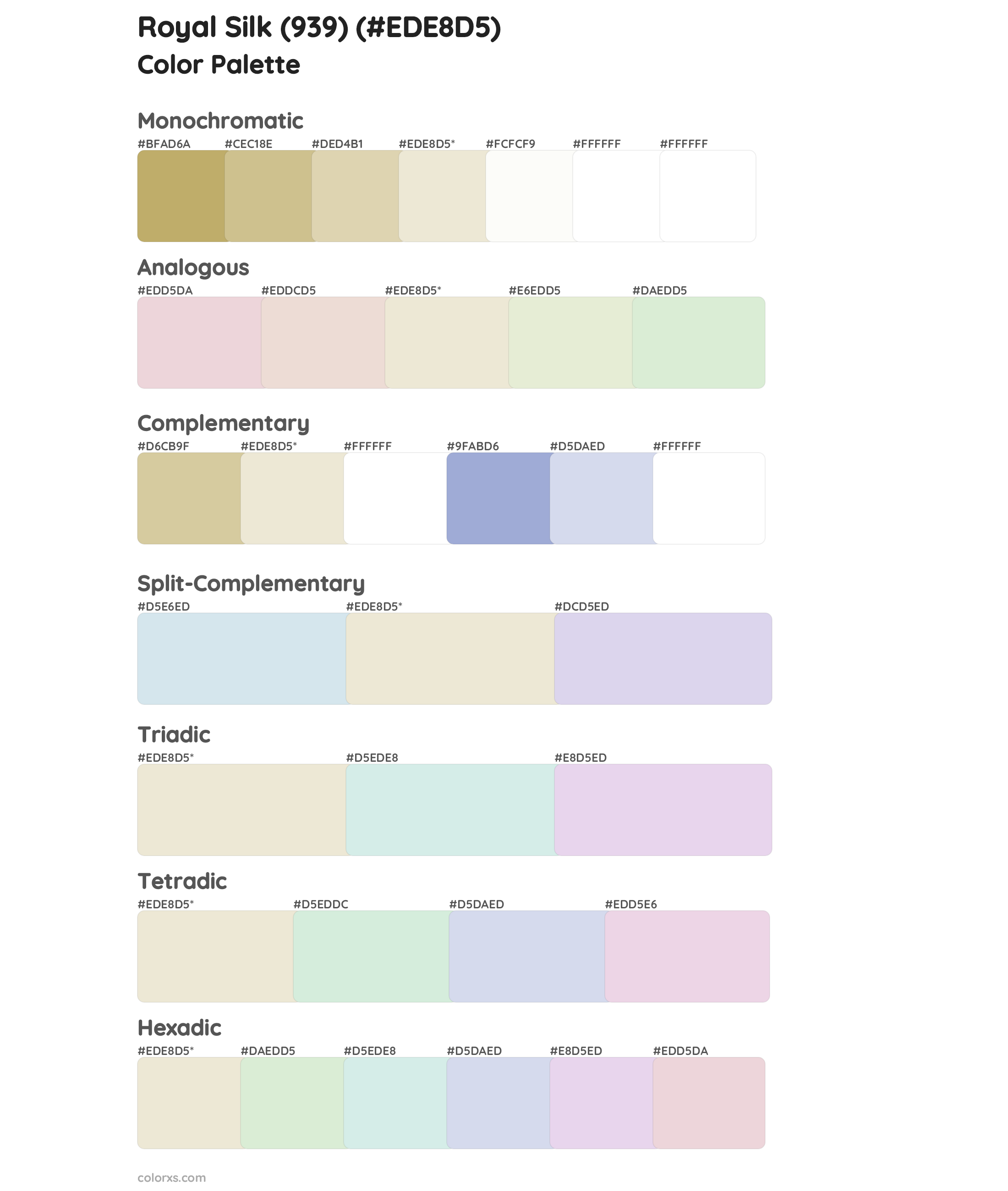 Royal Silk (939) Color Scheme Palettes