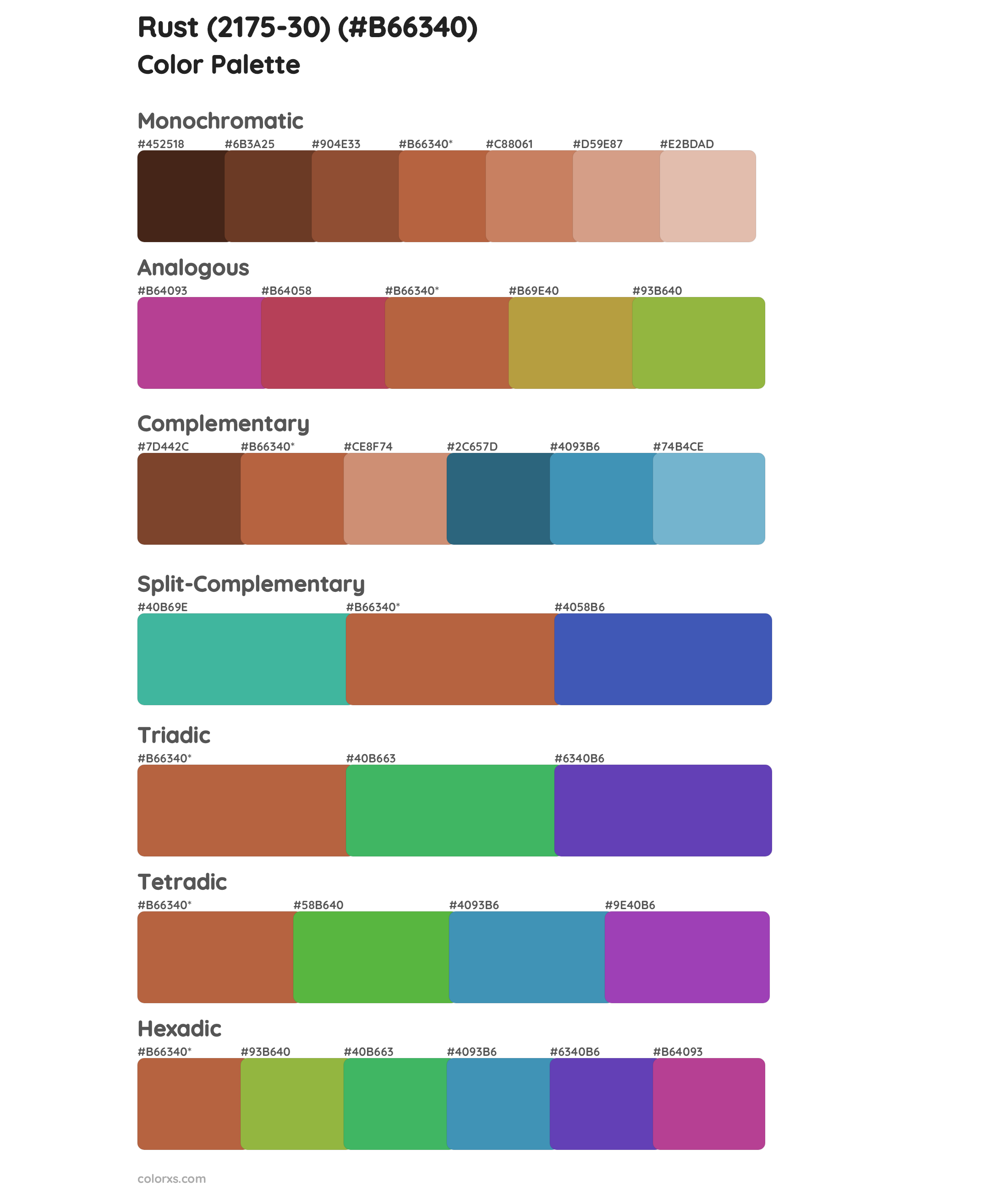 Rust (2175-30) Color Scheme Palettes