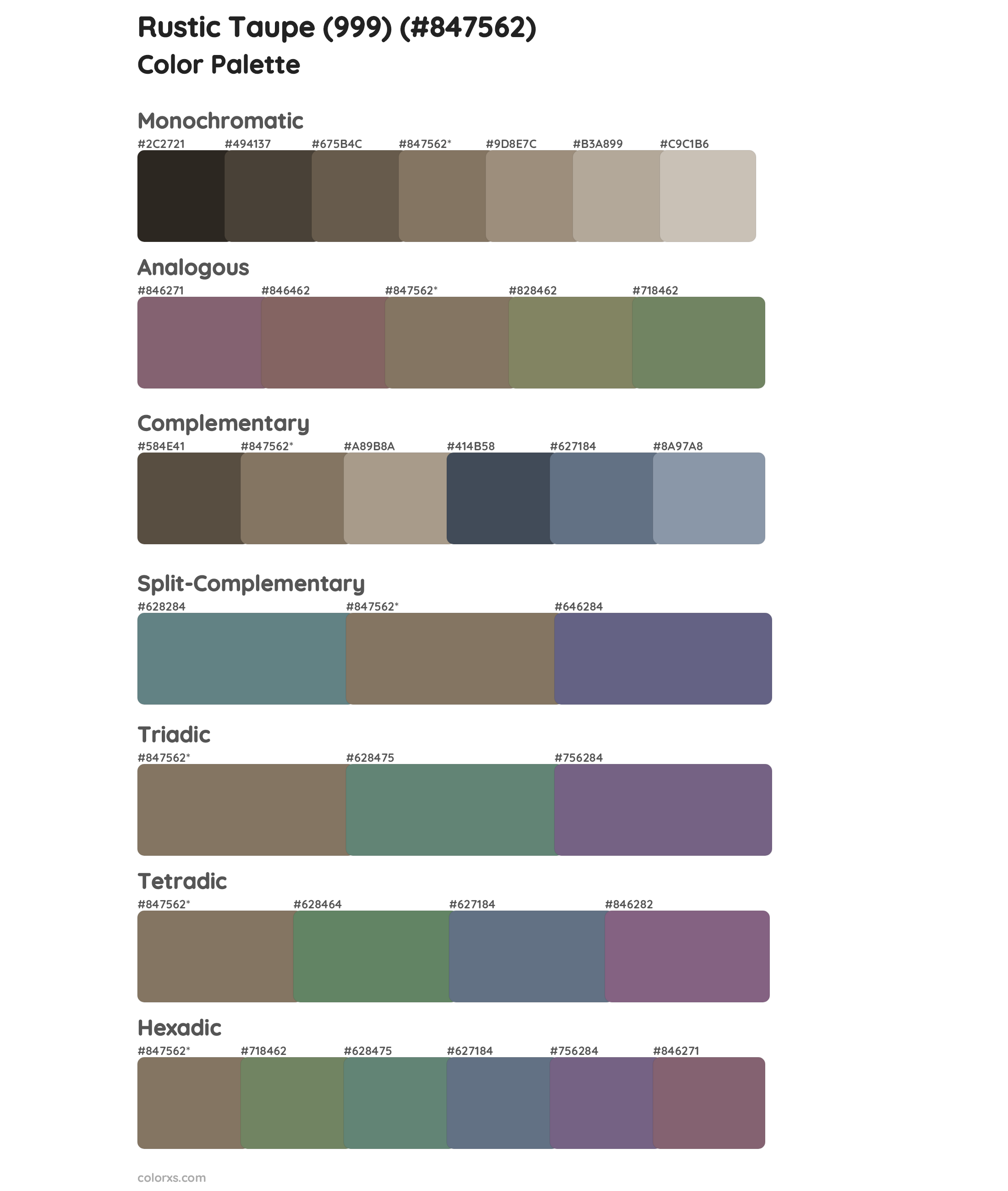 Rustic Taupe (999) Color Scheme Palettes