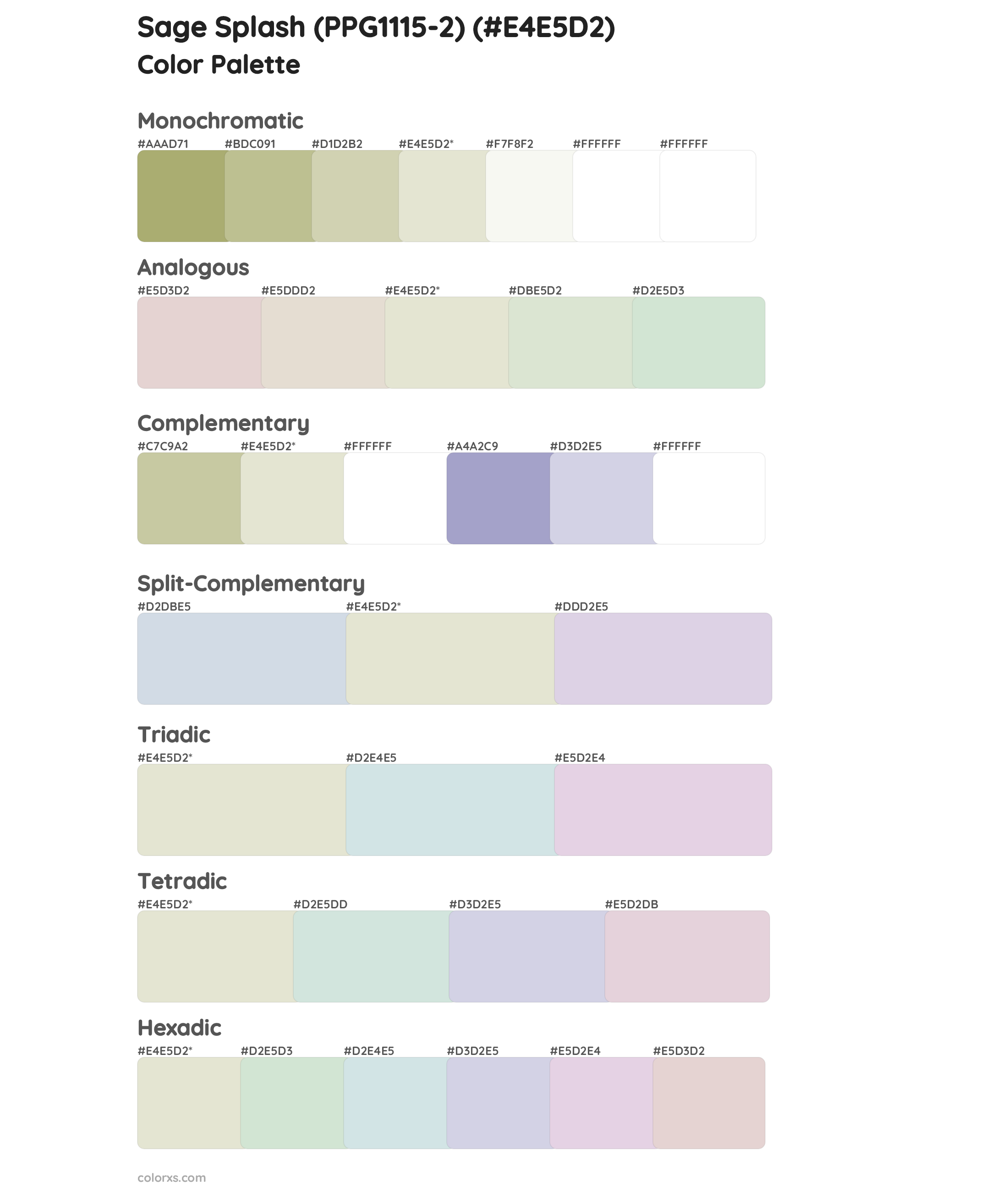 Sage Splash (PPG1115-2) Color Scheme Palettes