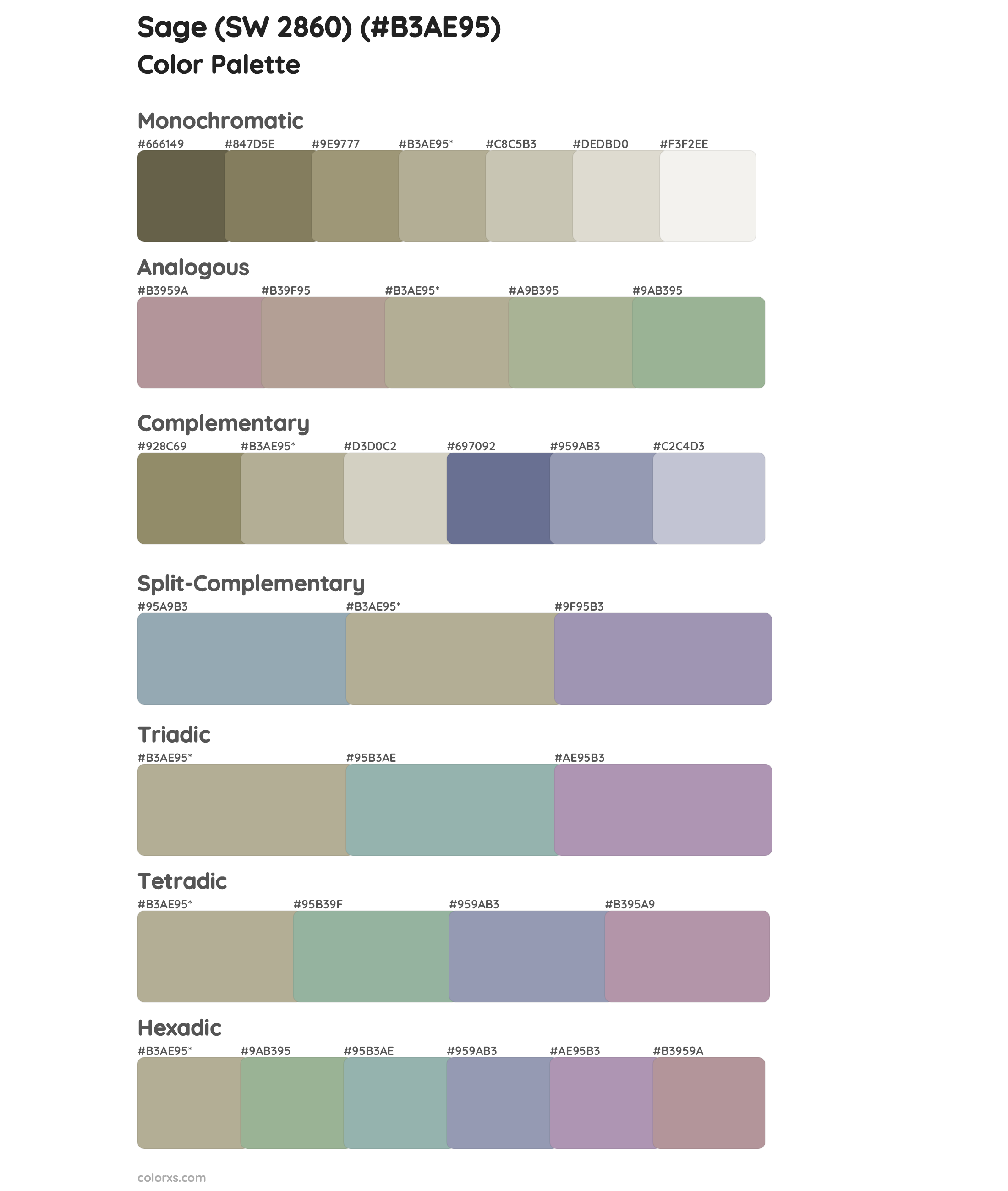 Sage (SW 2860) Color Scheme Palettes