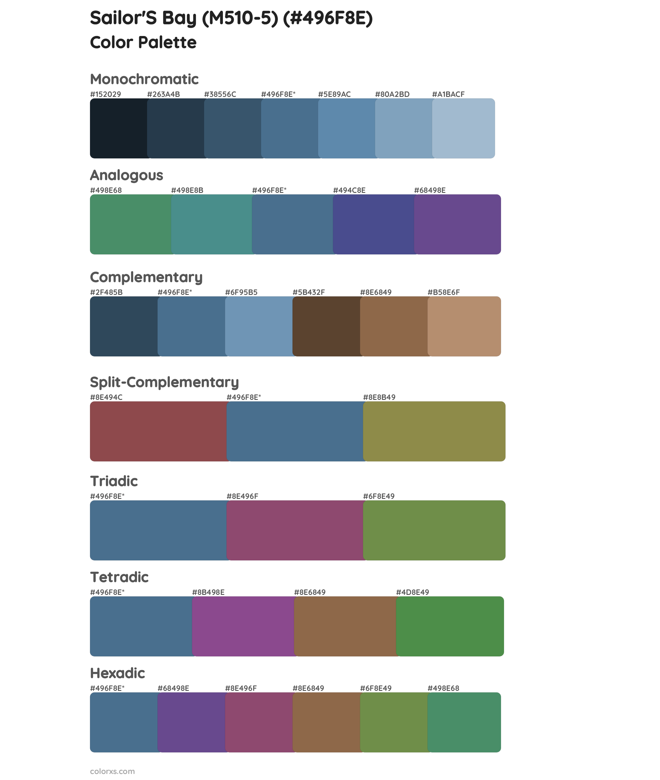 Sailor'S Bay (M510-5) Color Scheme Palettes