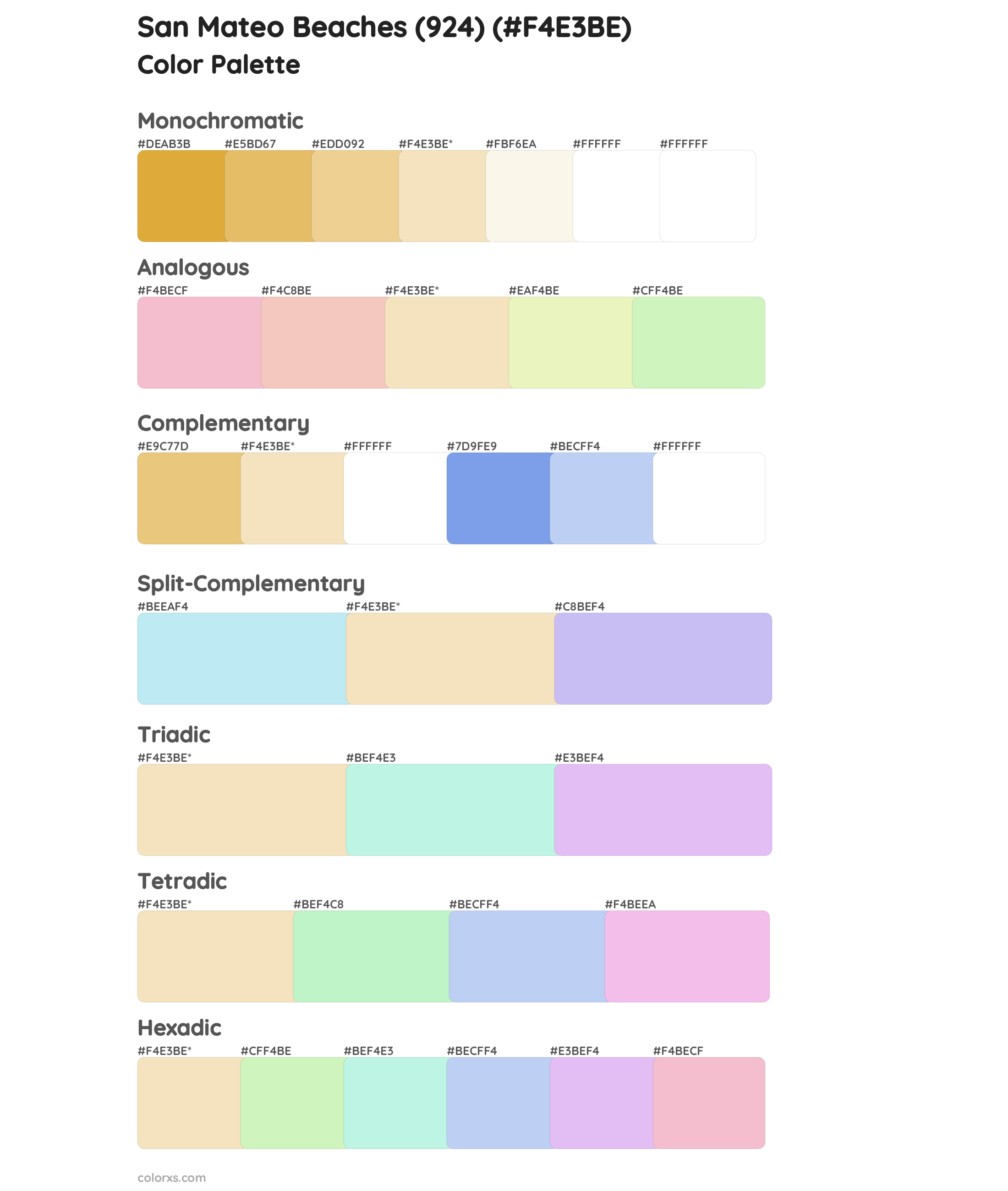 San Mateo Beaches (924) Color Scheme Palettes