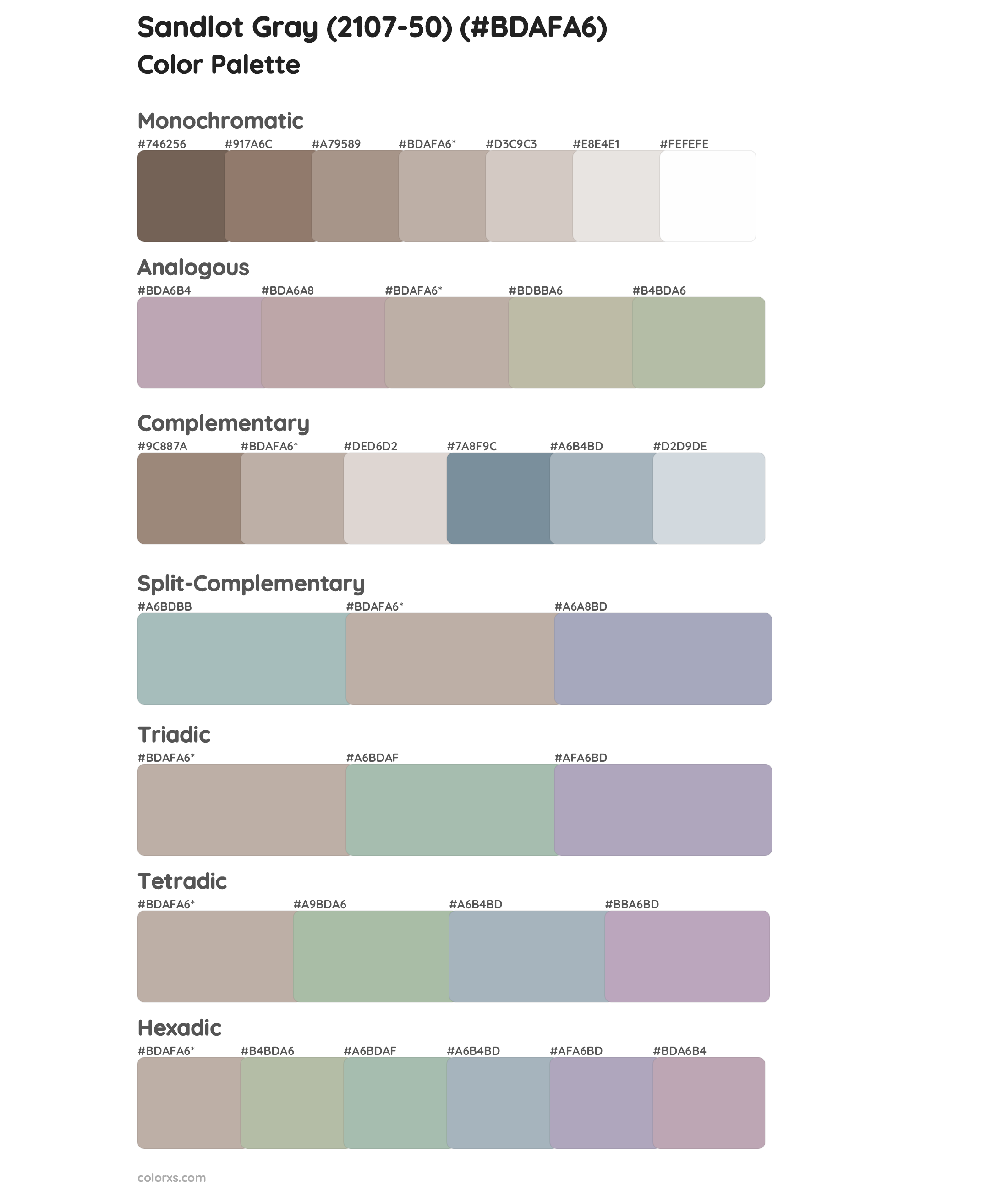 Sandlot Gray (2107-50) Color Scheme Palettes