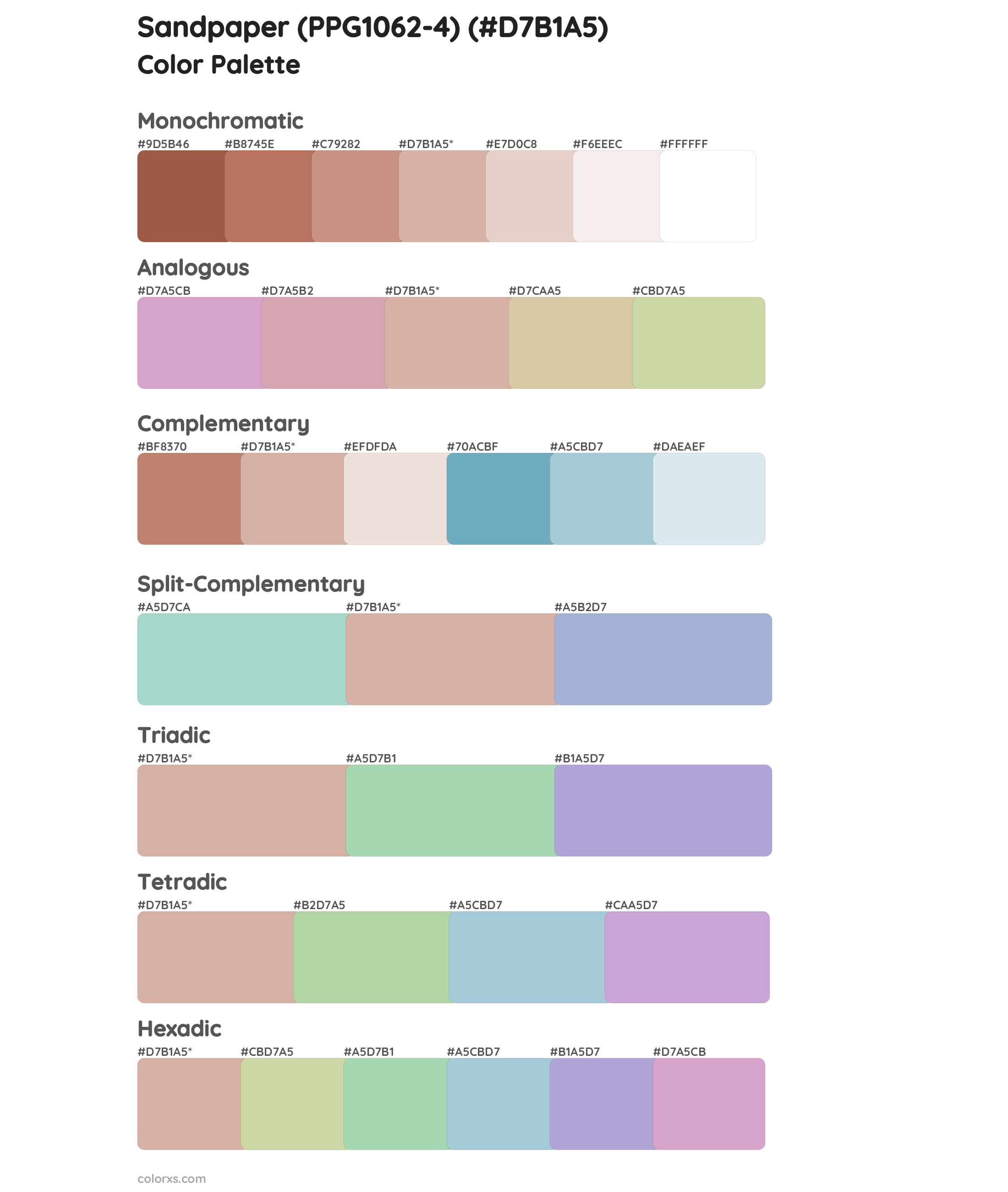 Sandpaper (PPG1062-4) Color Scheme Palettes