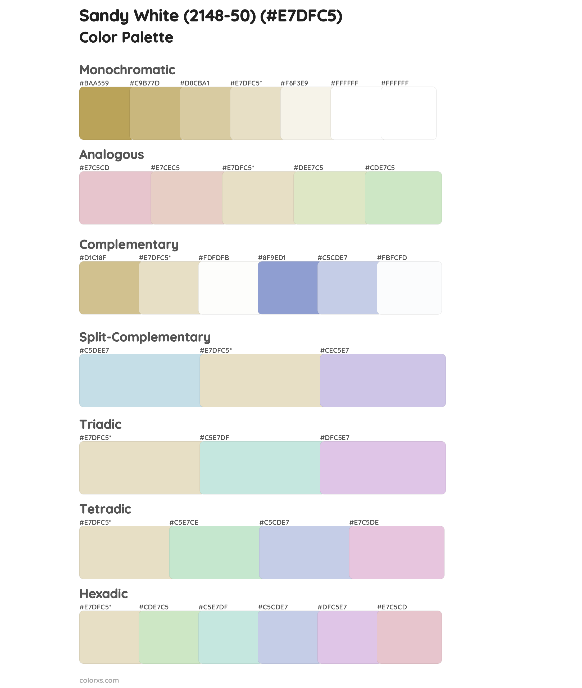 Sandy White (2148-50) Color Scheme Palettes