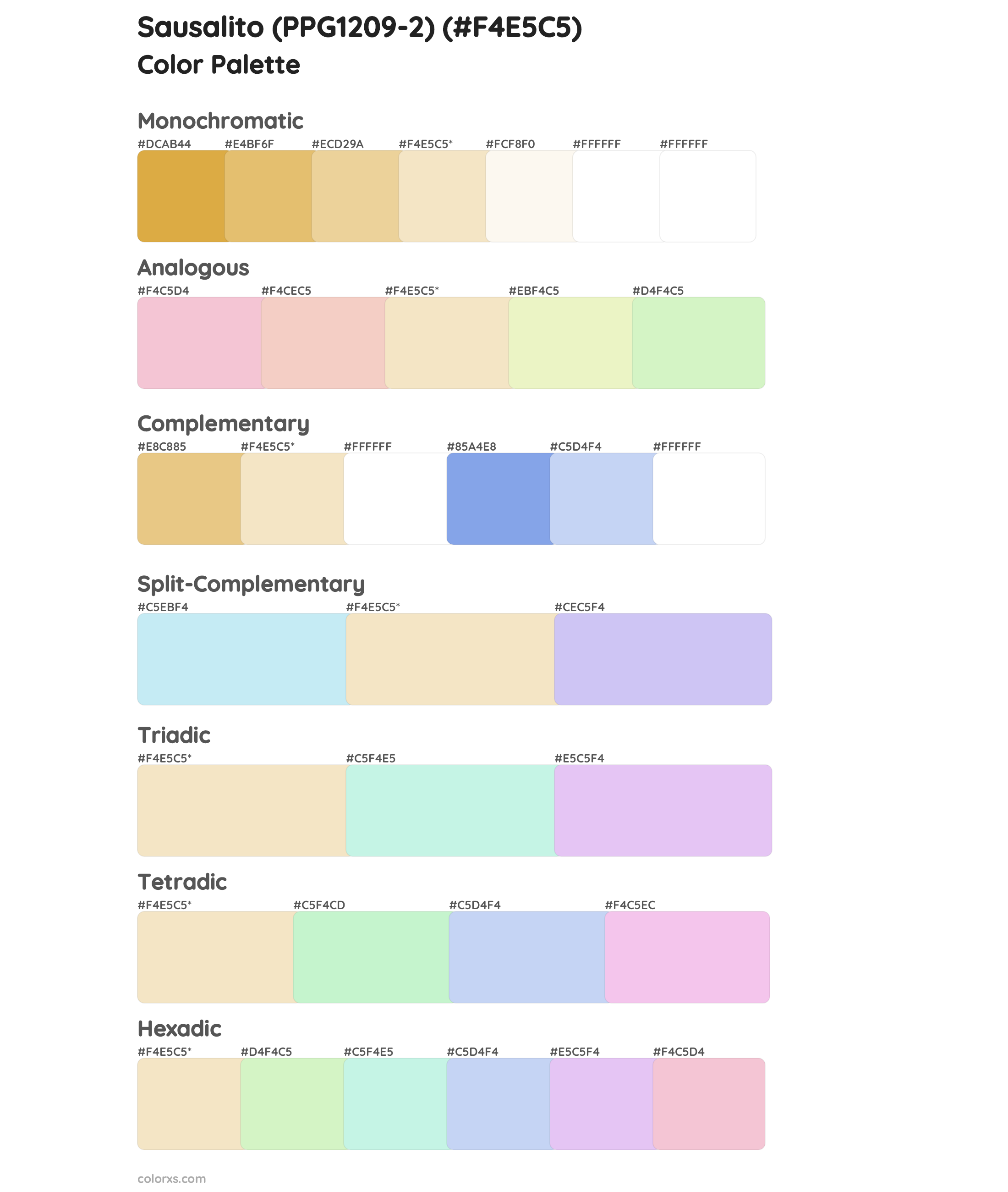 Sausalito (PPG1209-2) Color Scheme Palettes