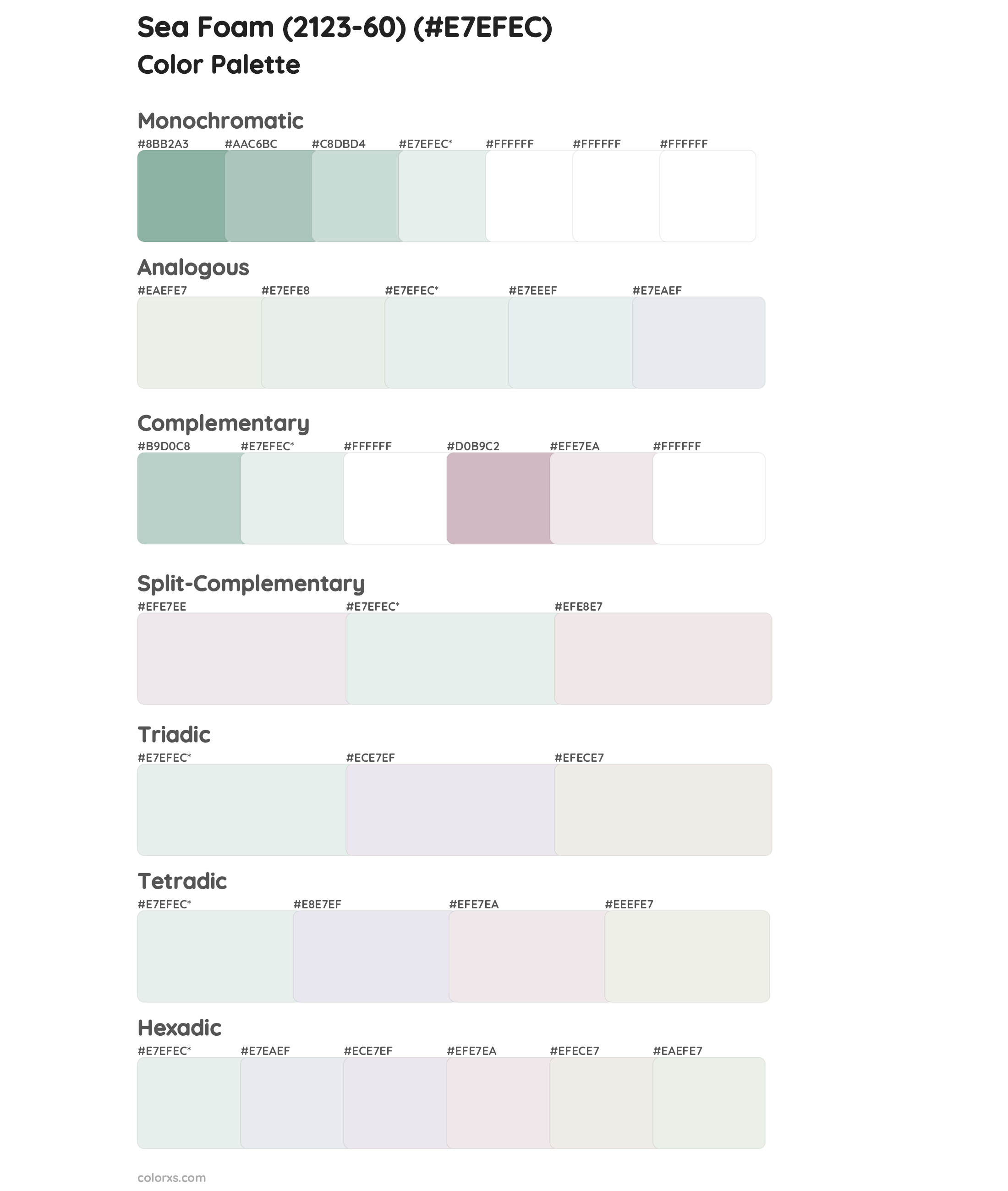 Sea Foam (2123-60) Color Scheme Palettes