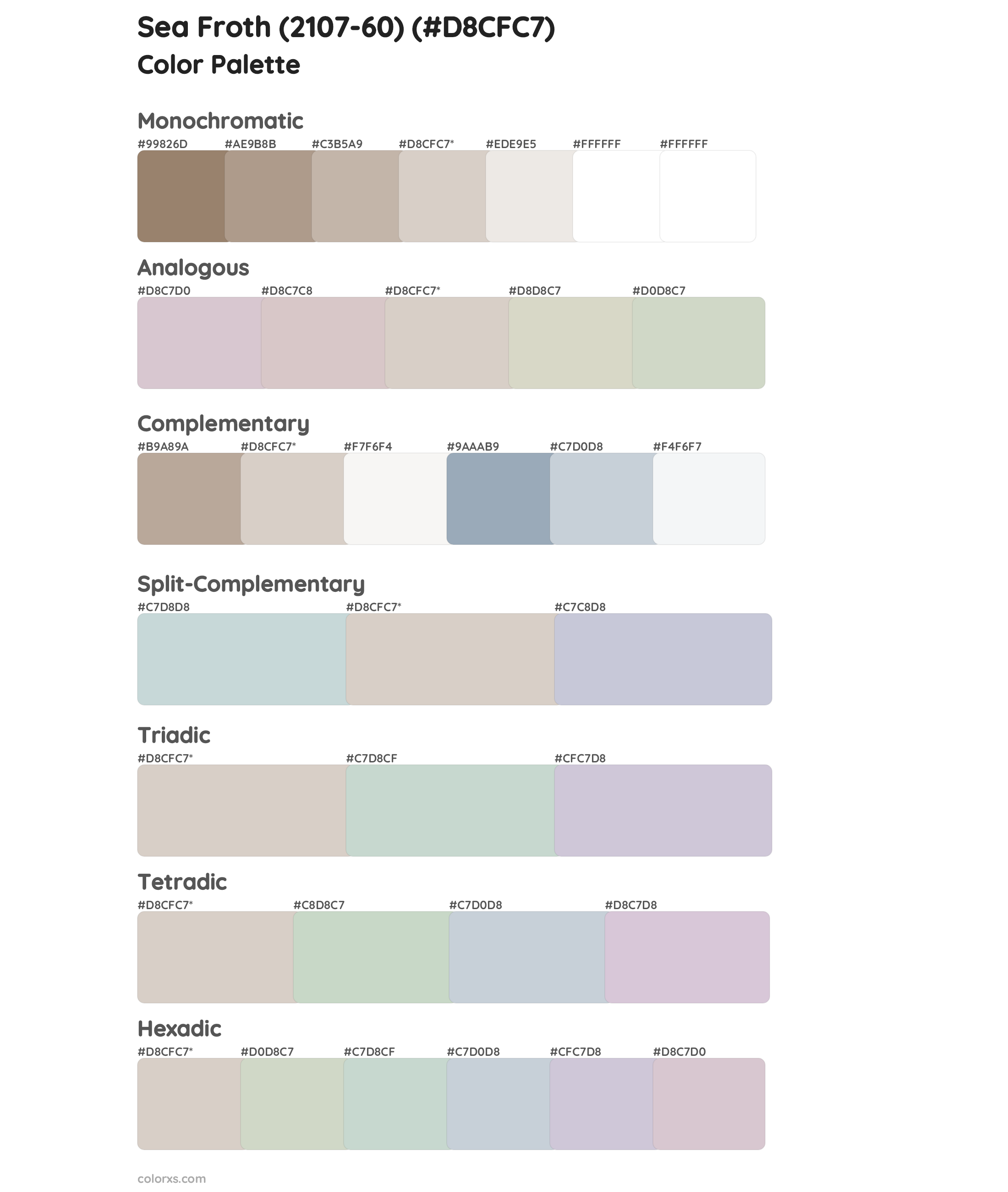 Sea Froth (2107-60) Color Scheme Palettes