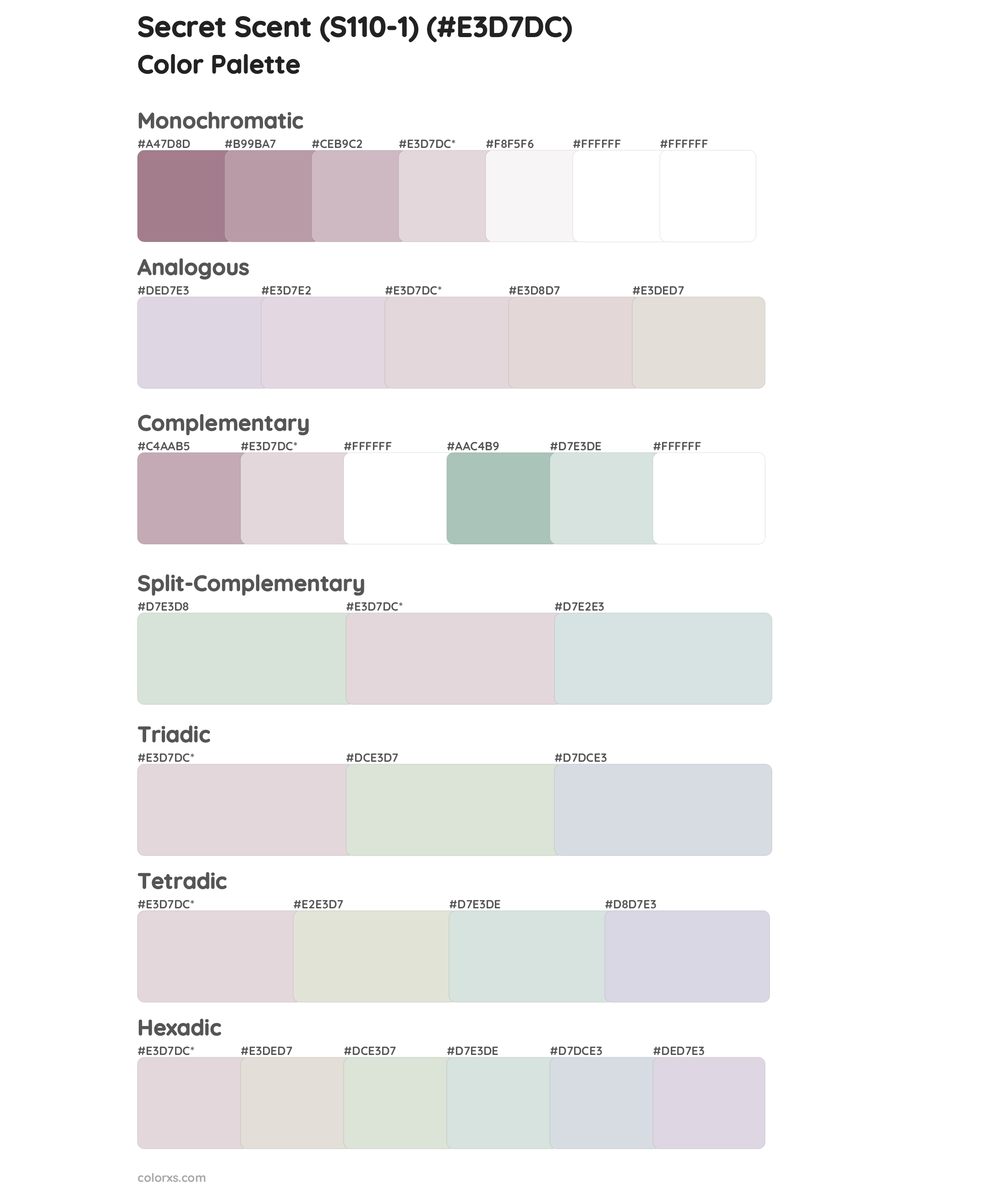 Secret Scent (S110-1) Color Scheme Palettes