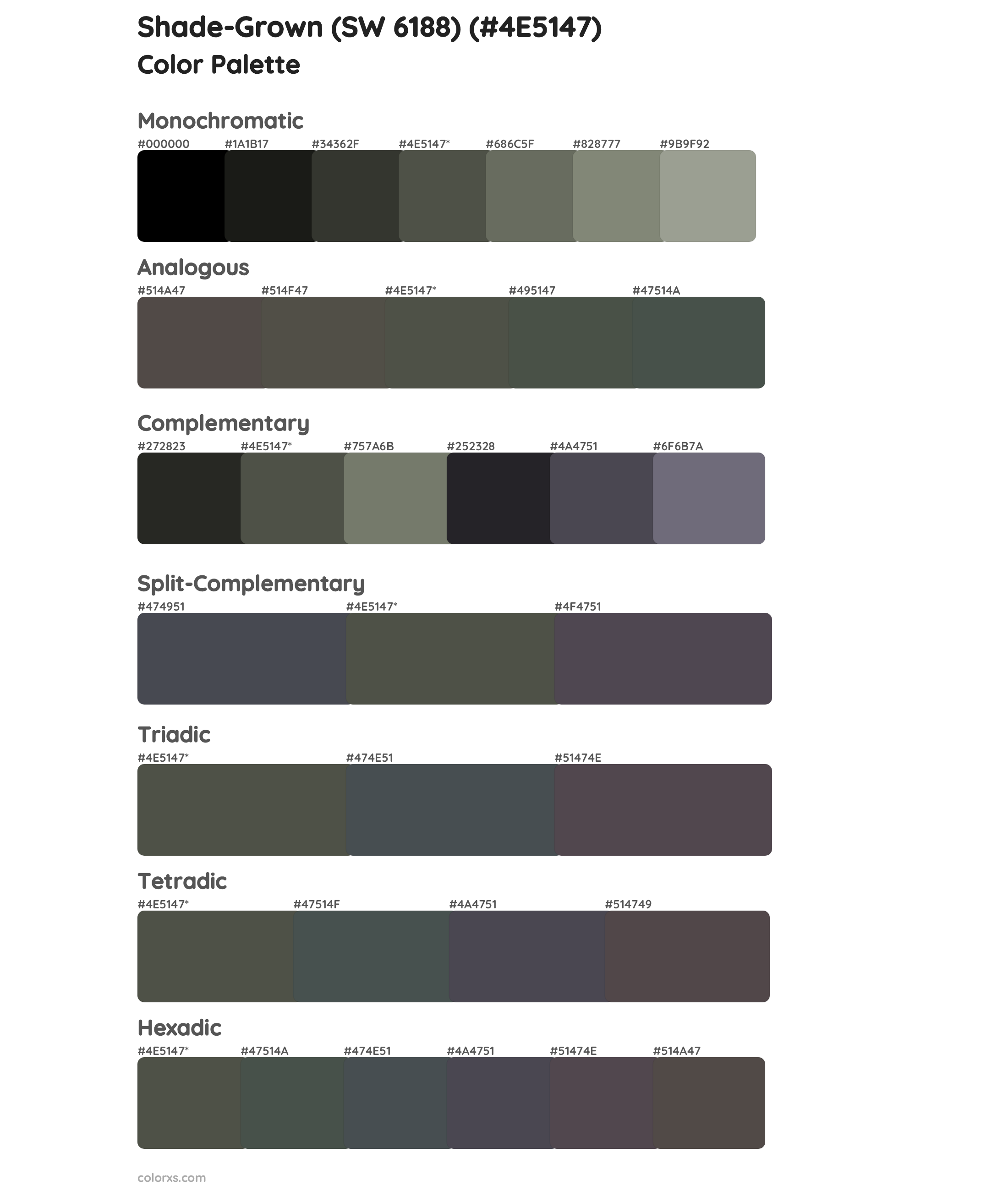 Shade-Grown (SW 6188) Color Scheme Palettes