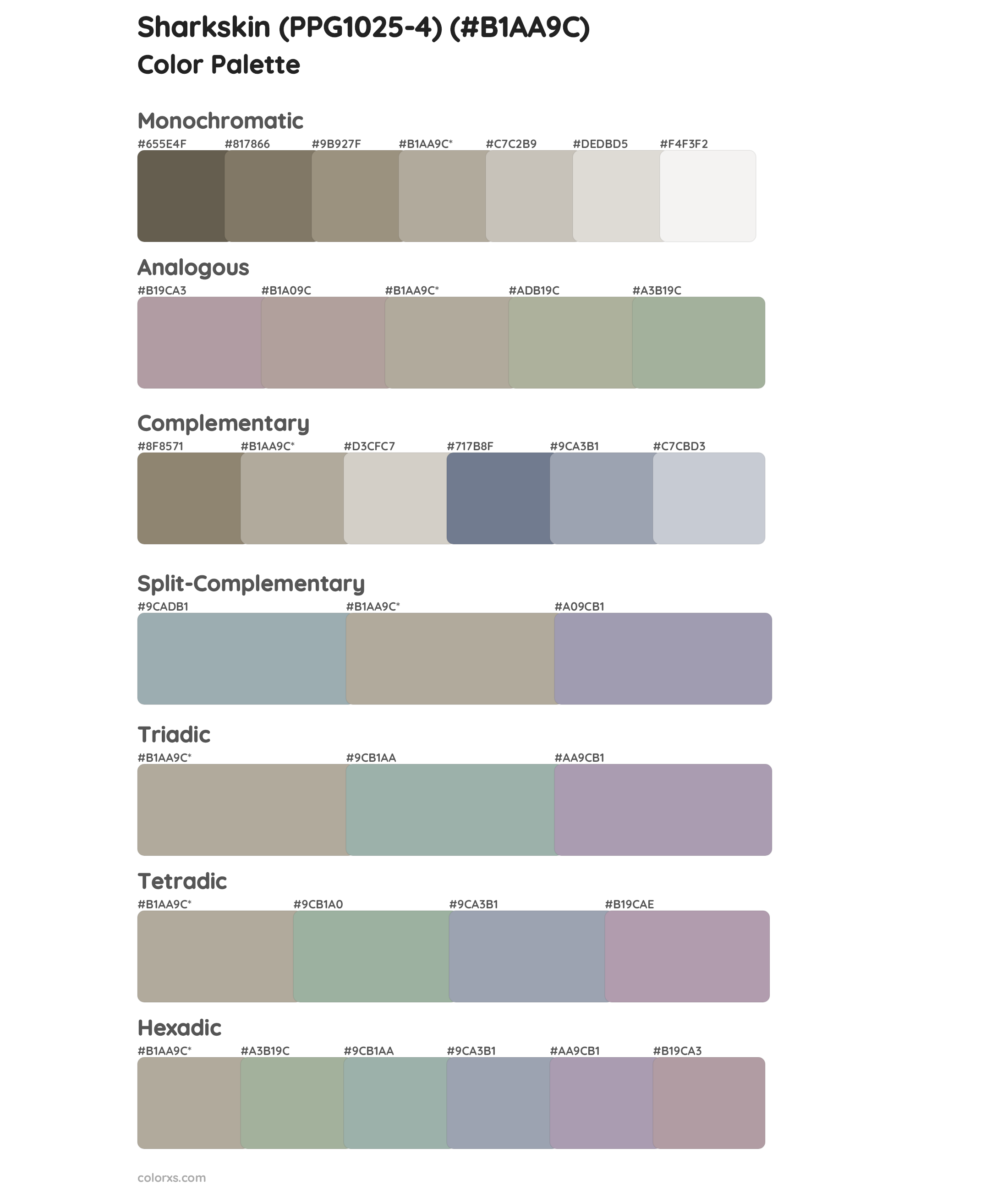 Sharkskin (PPG1025-4) Color Scheme Palettes