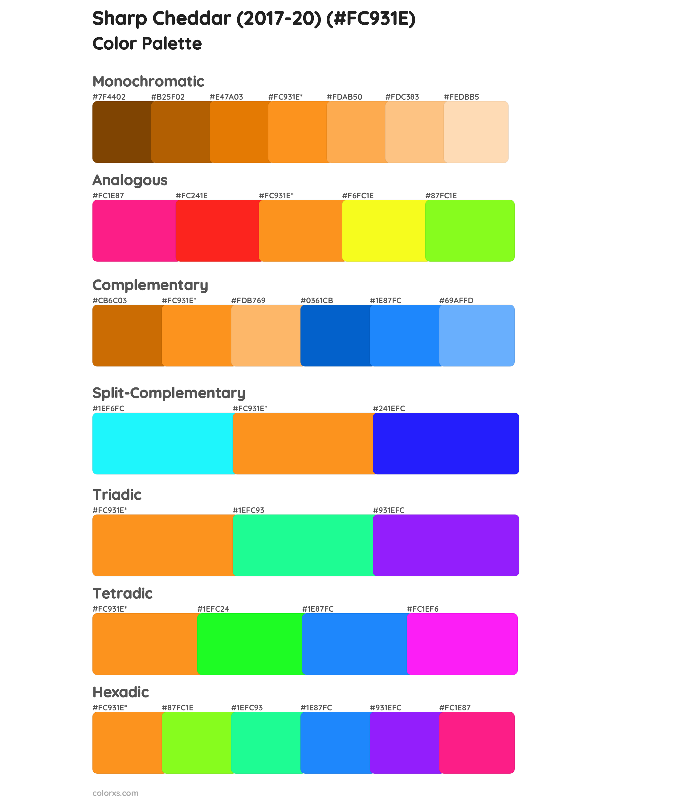 Sharp Cheddar (2017-20) Color Scheme Palettes