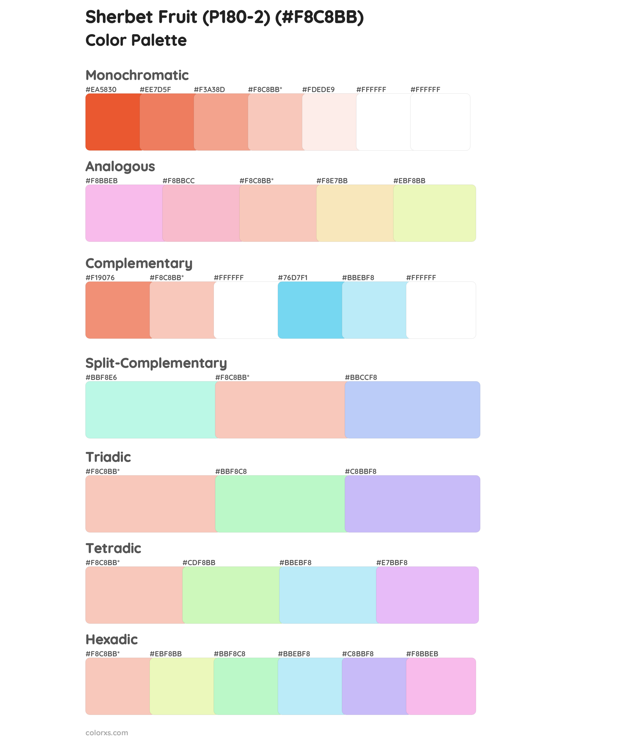 Sherbet Fruit (P180-2) Color Scheme Palettes