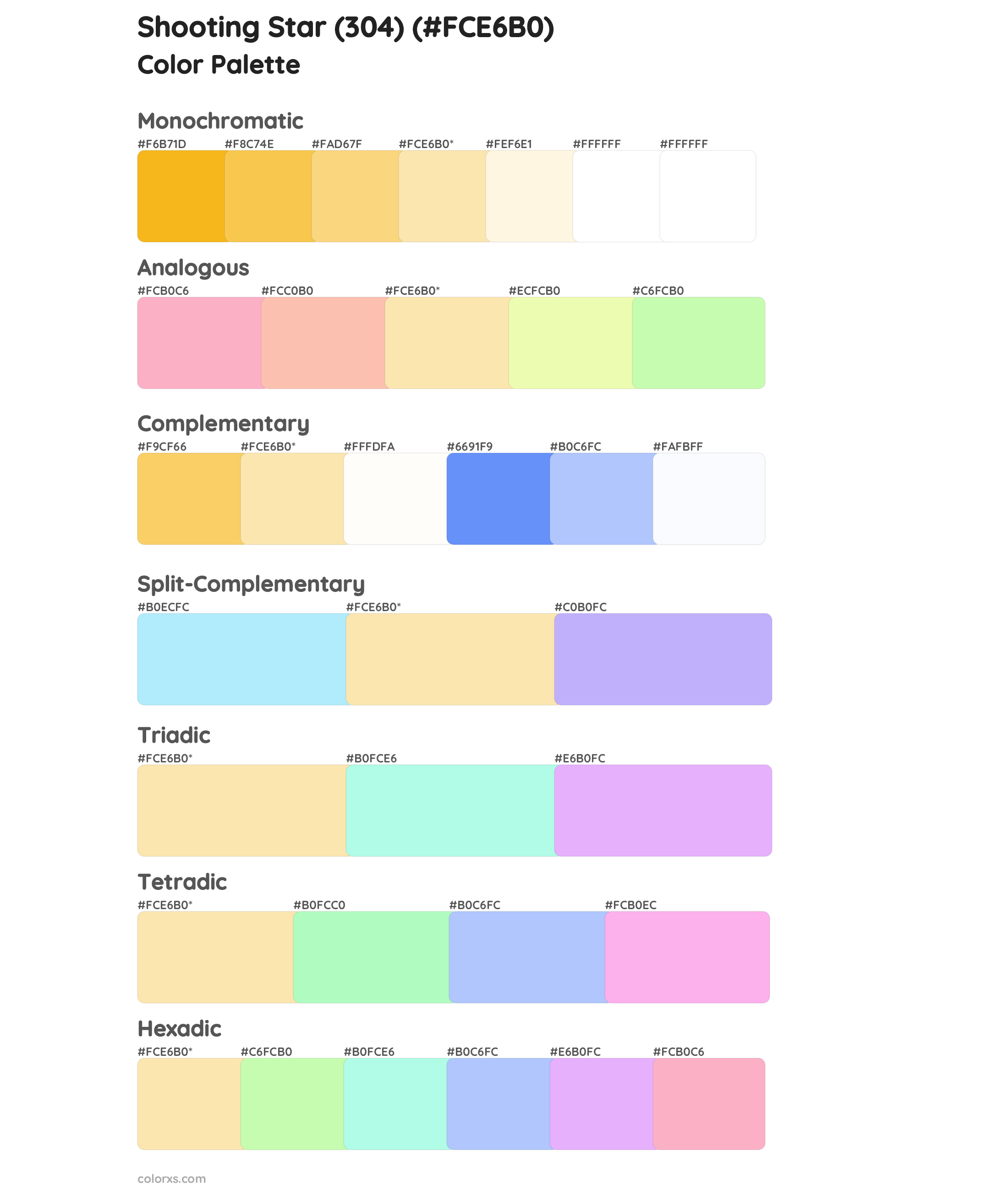 Shooting Star (304) Color Scheme Palettes