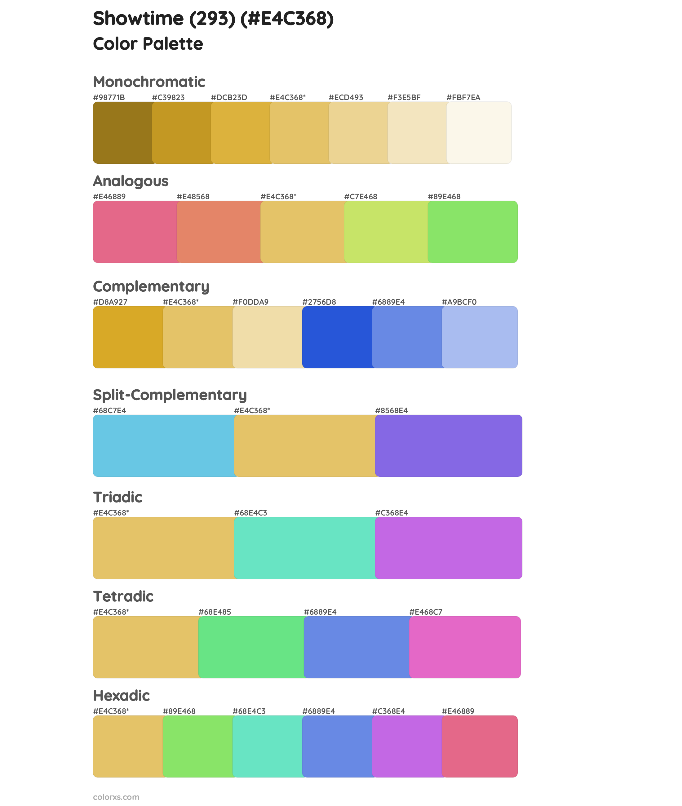 Showtime (293) Color Scheme Palettes