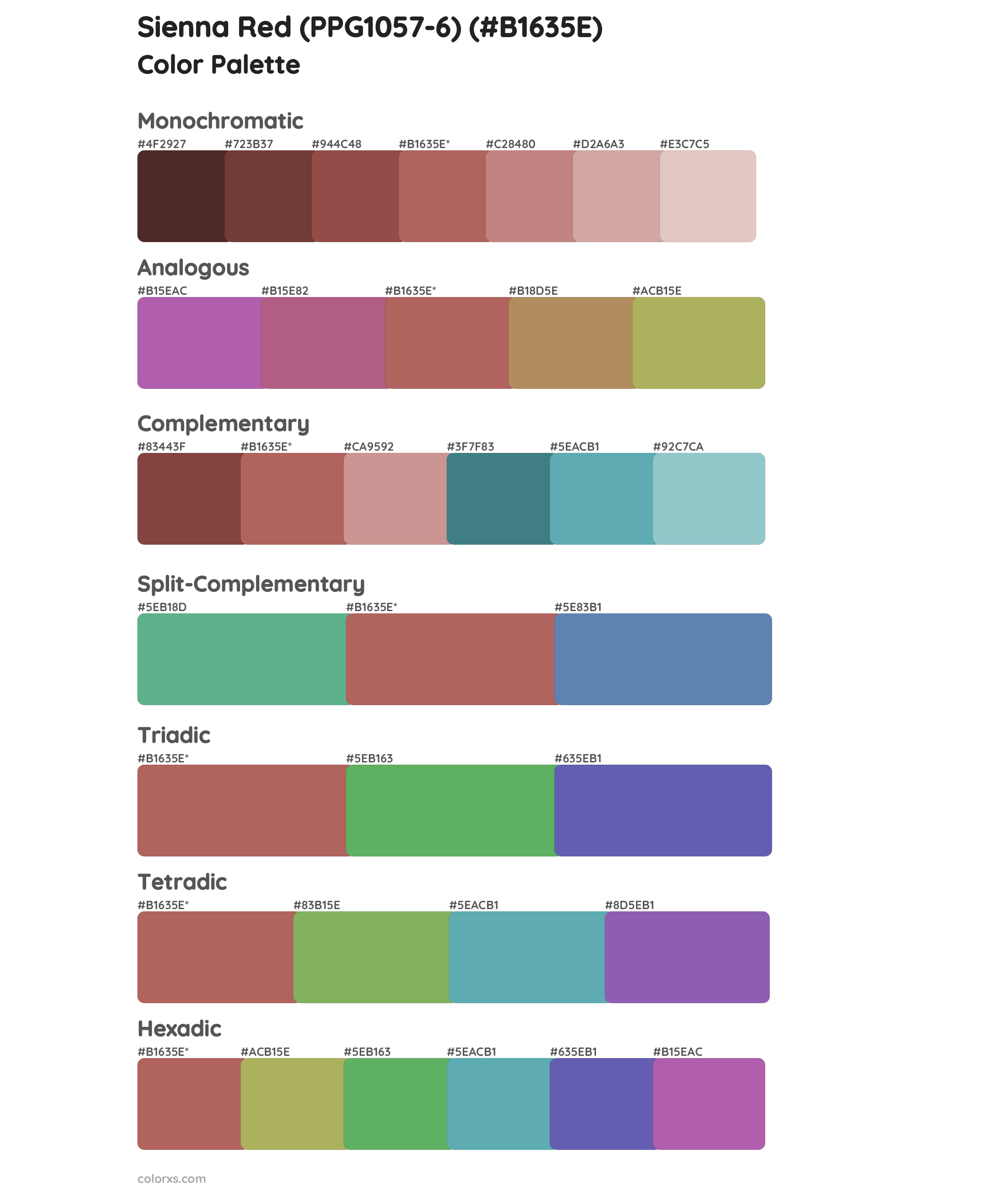 Sienna Red (PPG1057-6) Color Scheme Palettes