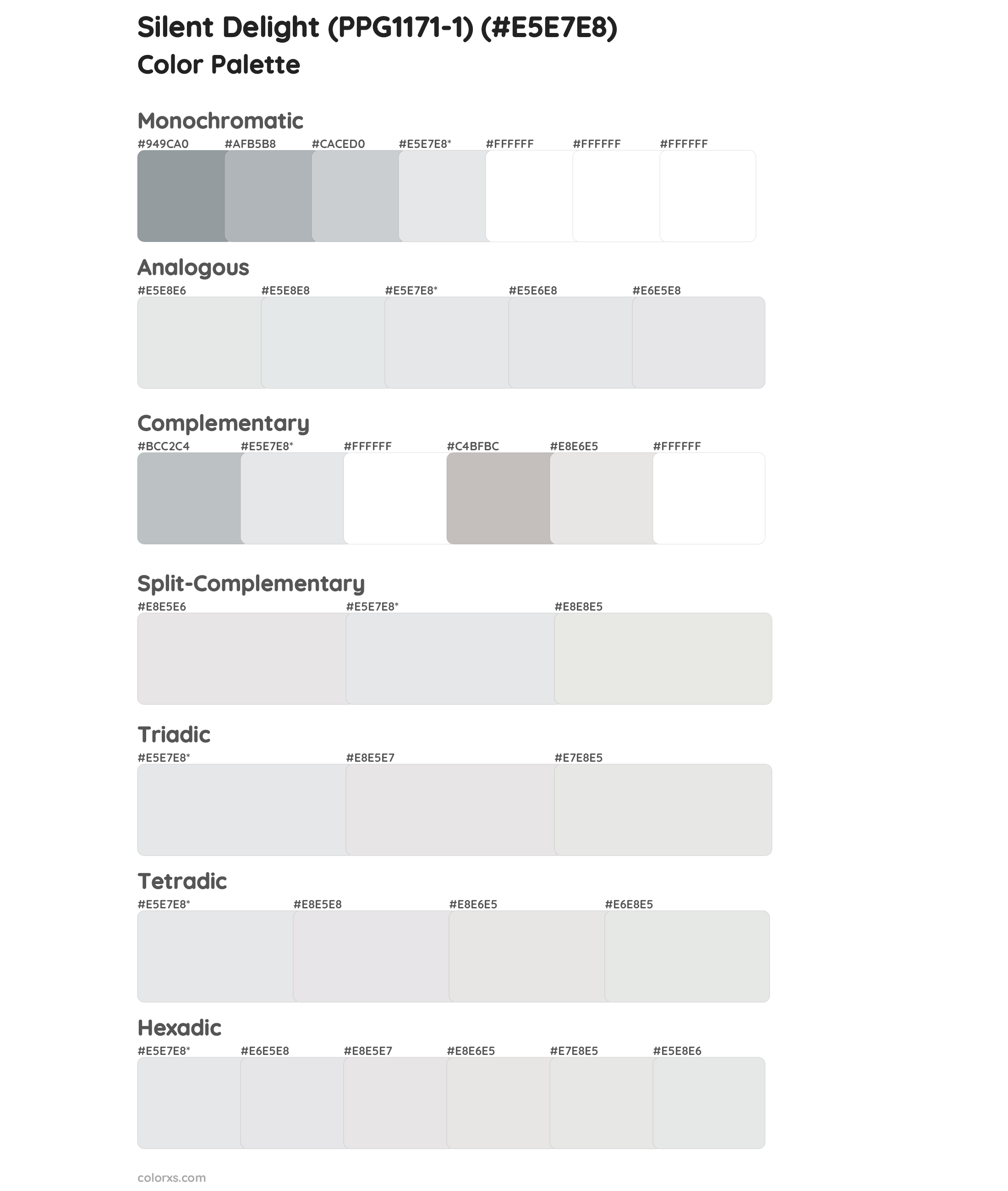 Silent Delight (PPG1171-1) Color Scheme Palettes