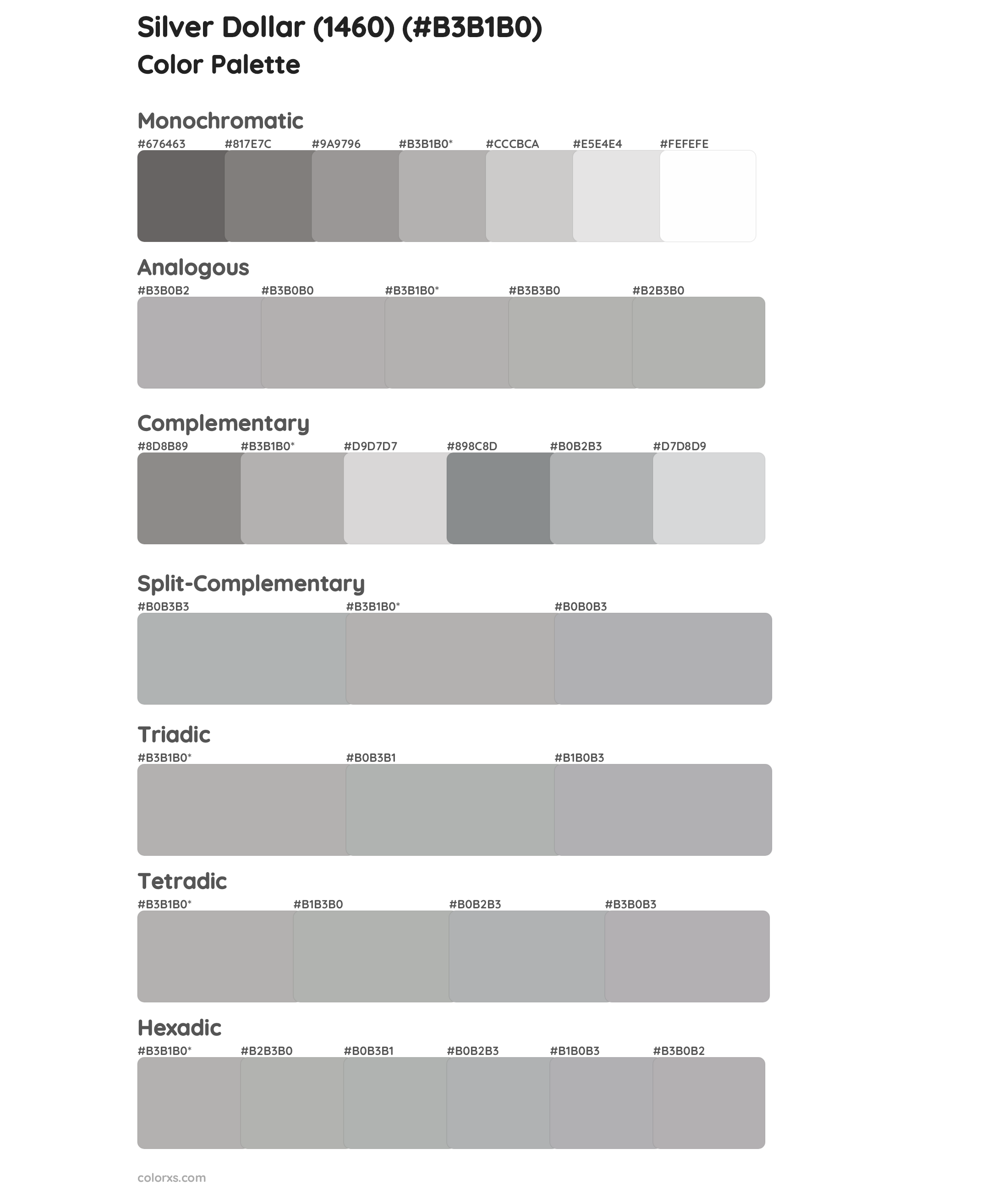 Silver Dollar (1460) Color Scheme Palettes