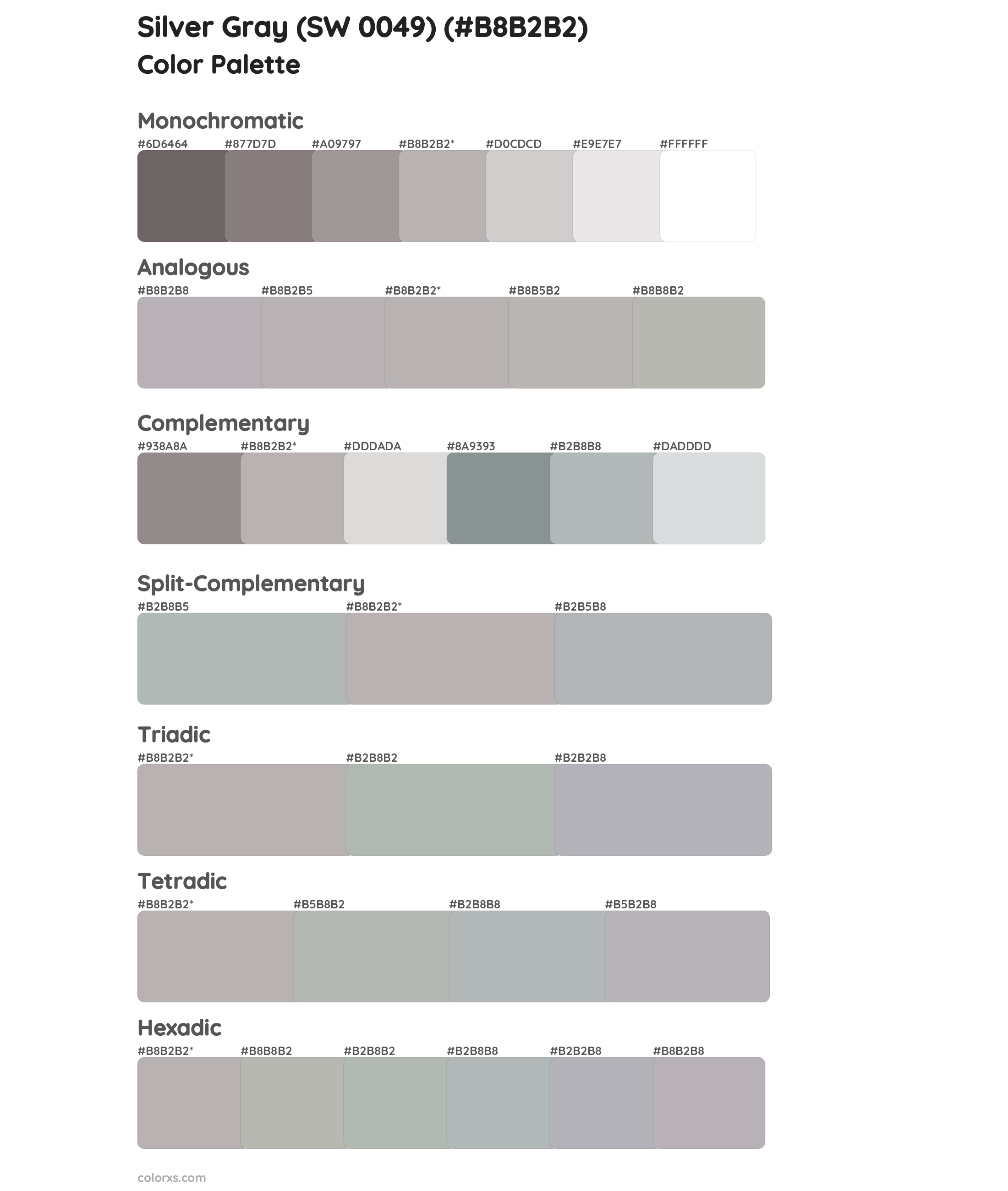 Silver Gray (SW 0049) Color Scheme Palettes