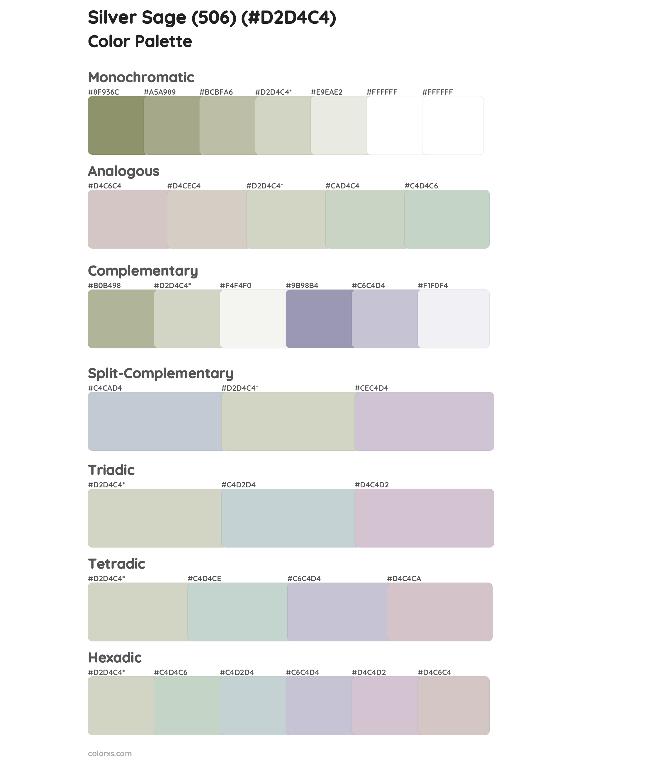 Silver Sage (506) Color Scheme Palettes