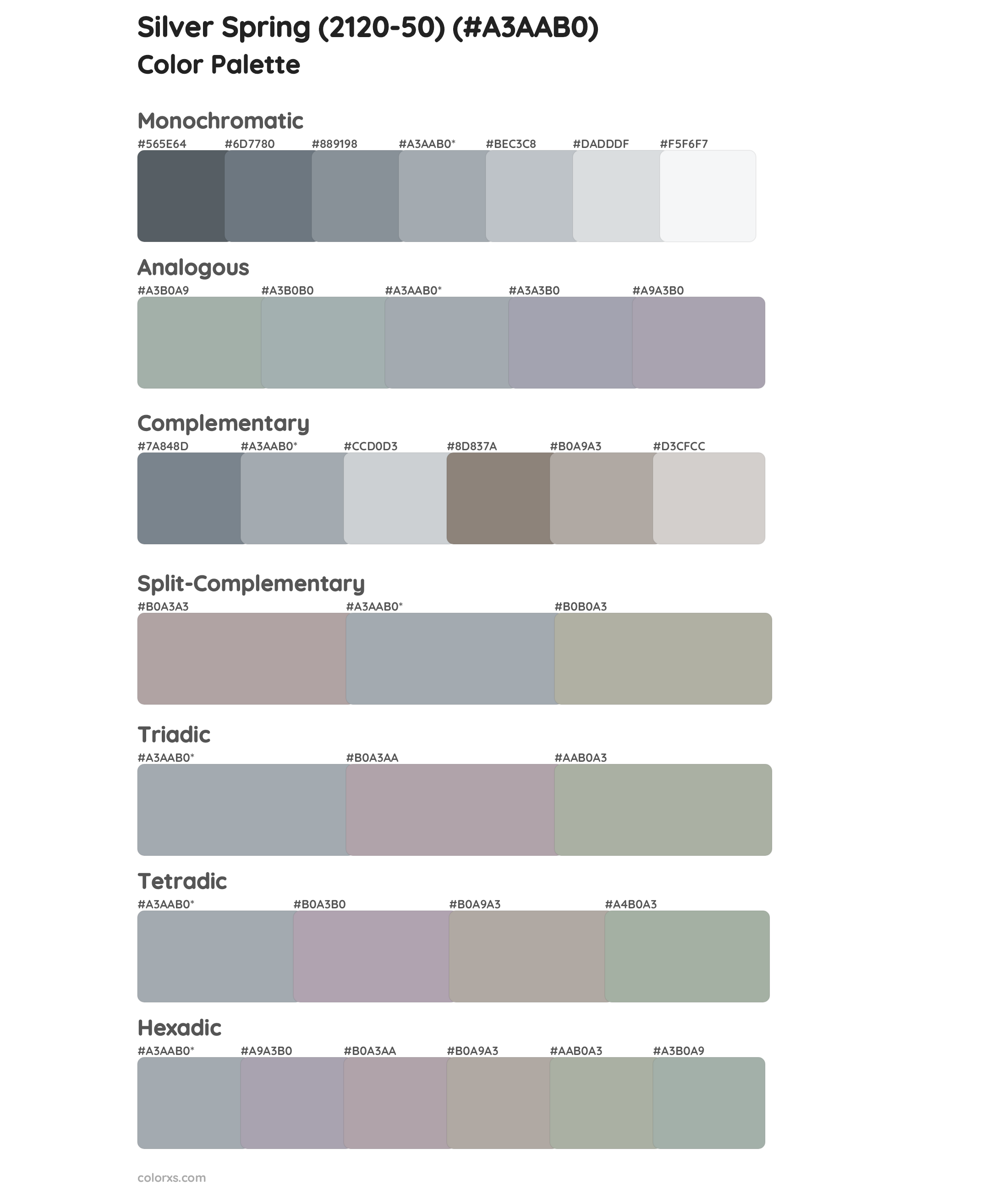 Silver Spring (2120-50) Color Scheme Palettes