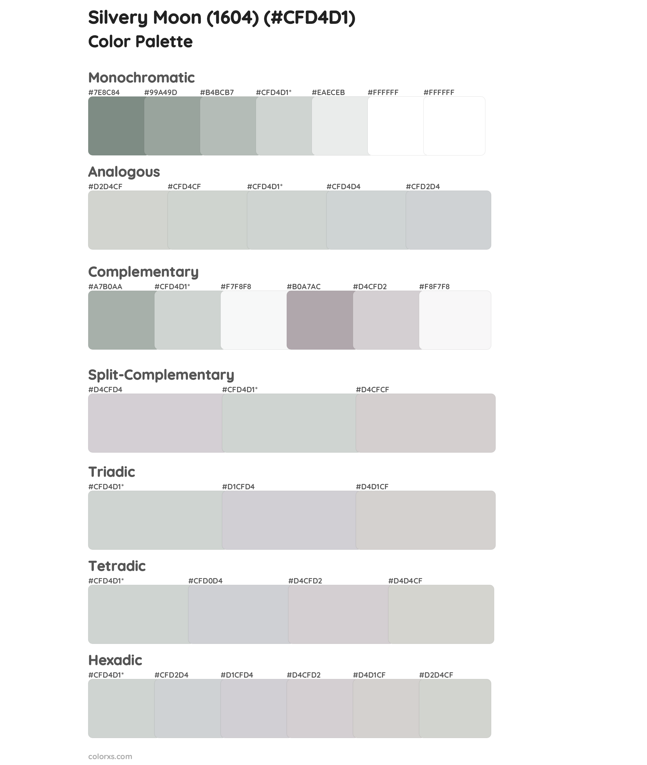 Silvery Moon (1604) Color Scheme Palettes