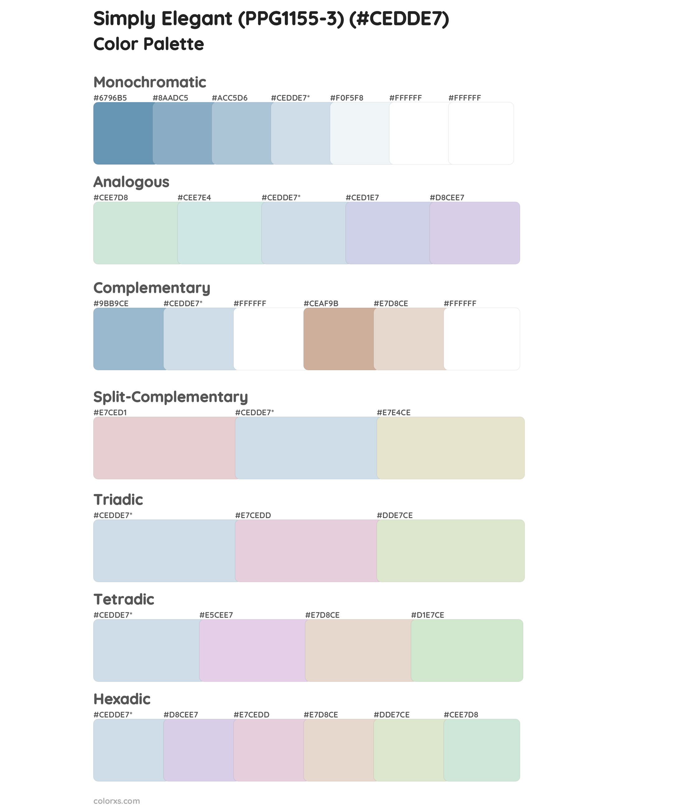 Simply Elegant (PPG1155-3) Color Scheme Palettes