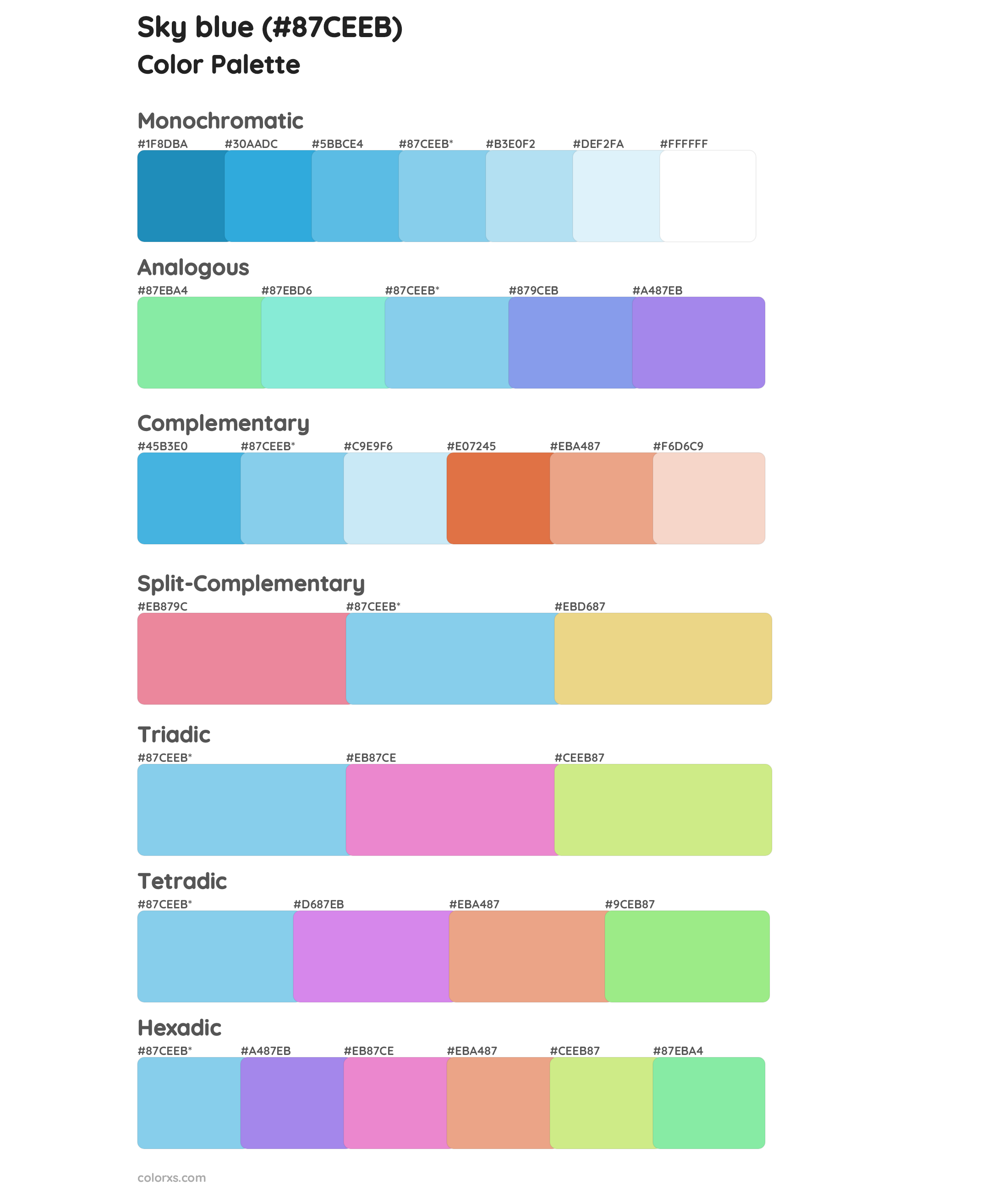 Sky blue color palettes and color scheme combinations 