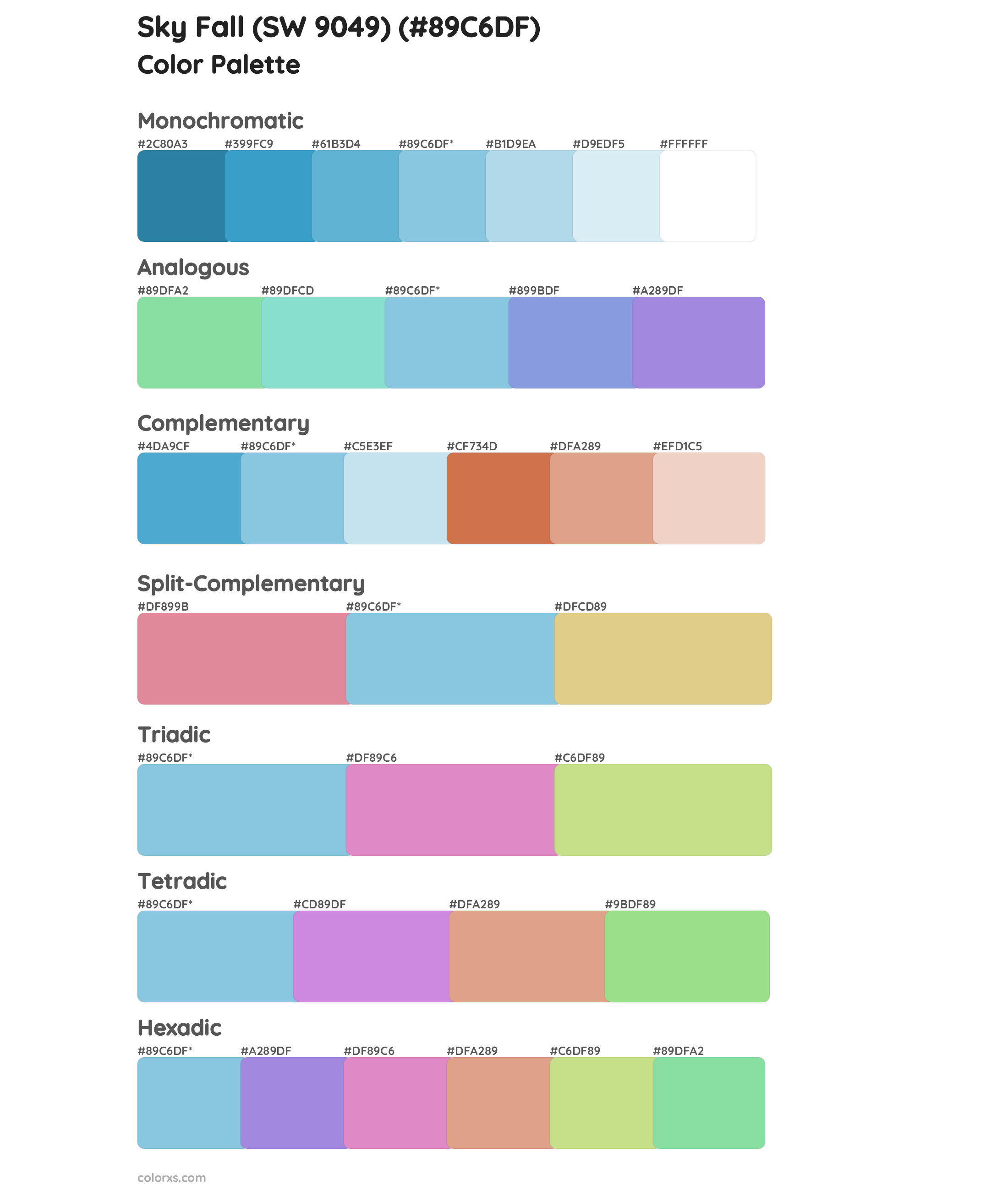 Sky Fall (SW 9049) Color Scheme Palettes