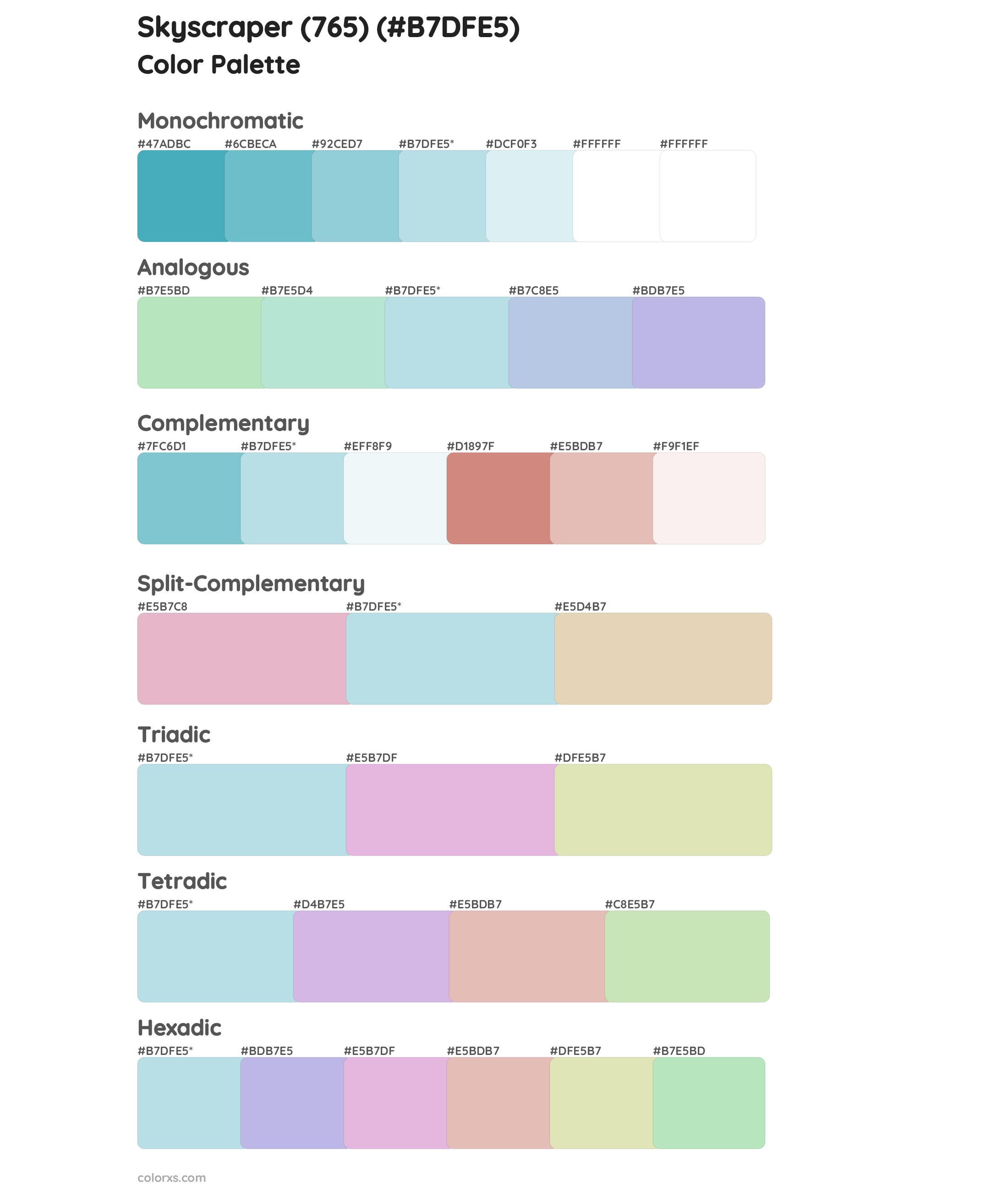 Skyscraper (765) Color Scheme Palettes