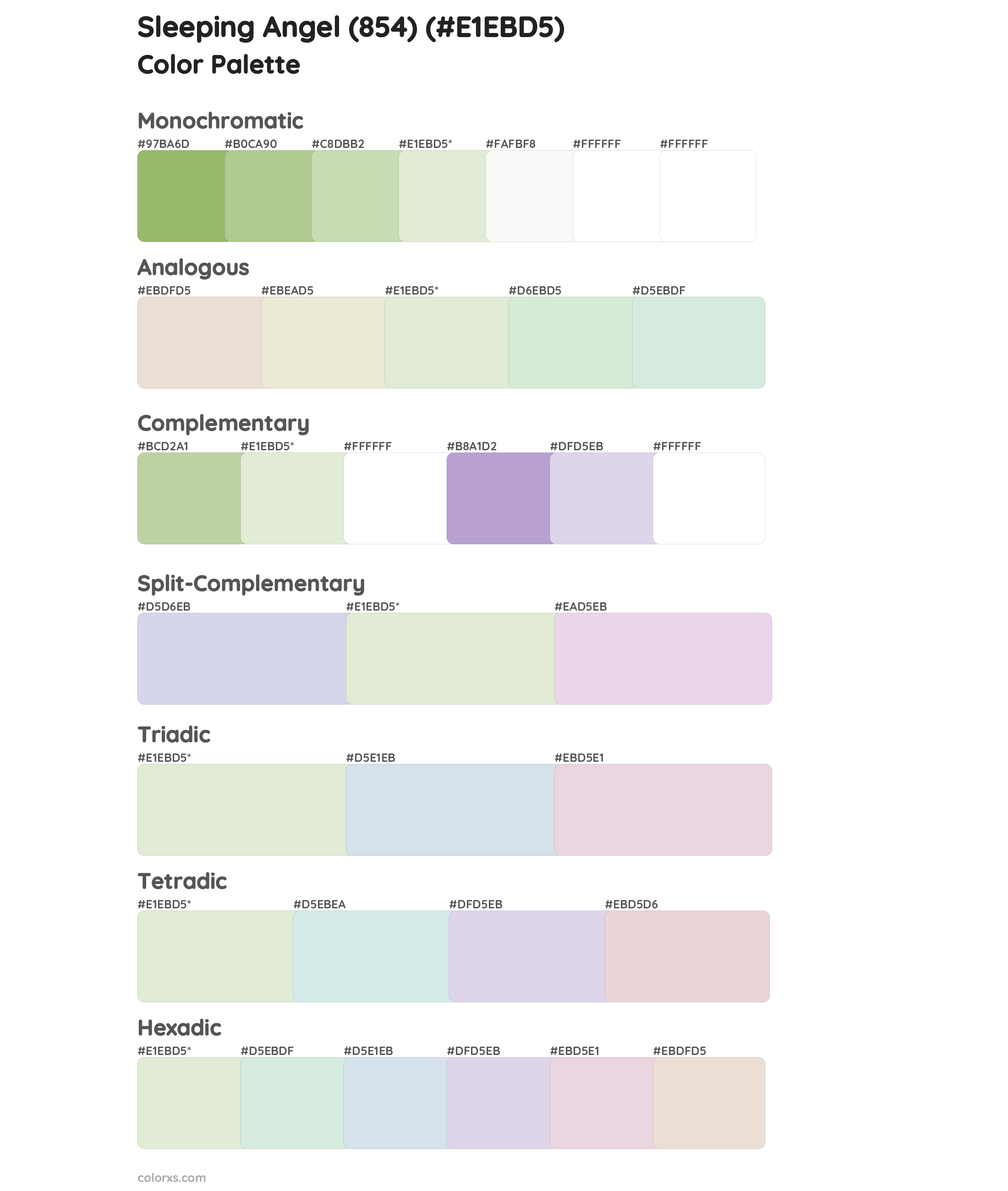 Sleeping Angel (854) Color Scheme Palettes