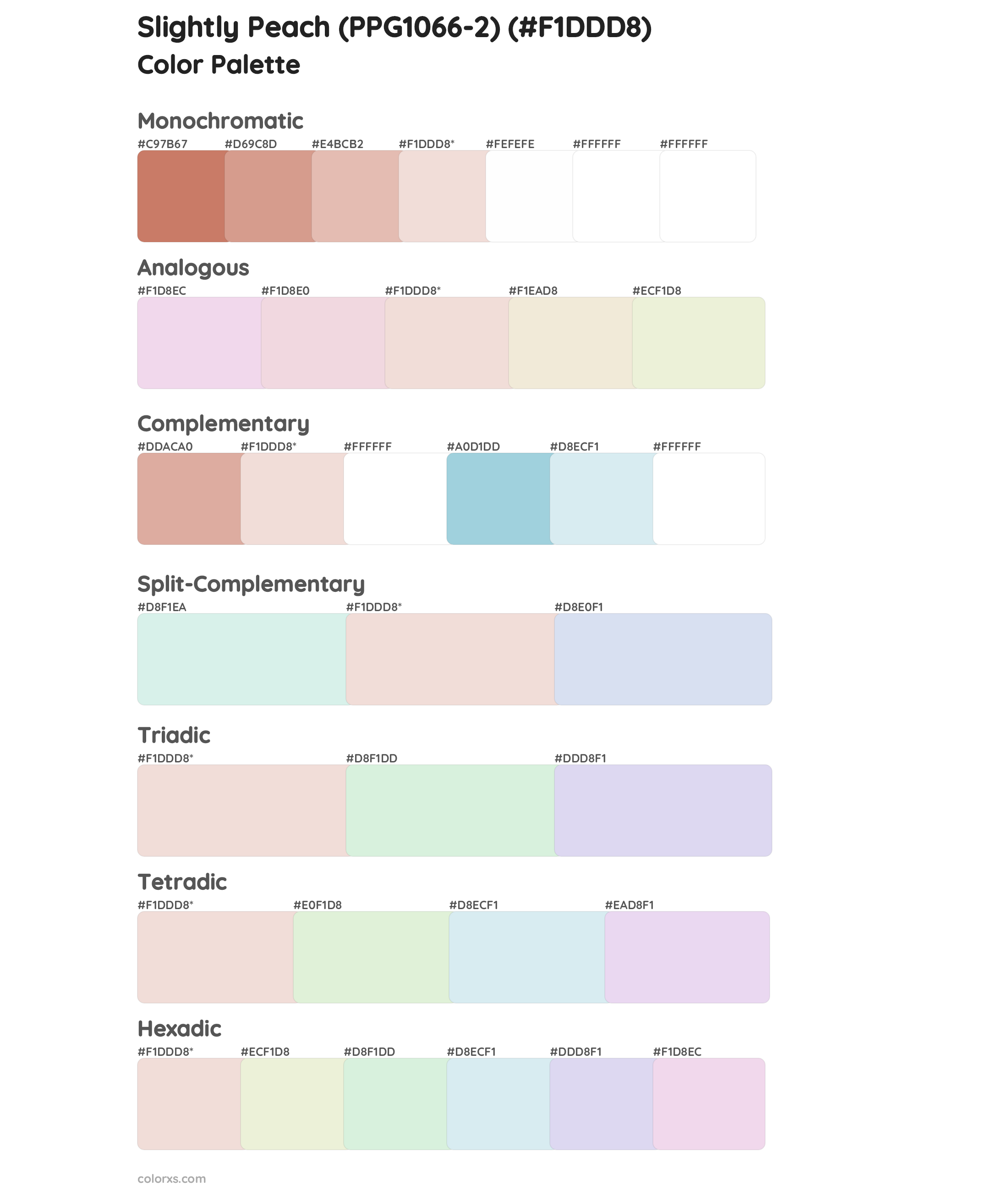 Slightly Peach (PPG1066-2) Color Scheme Palettes