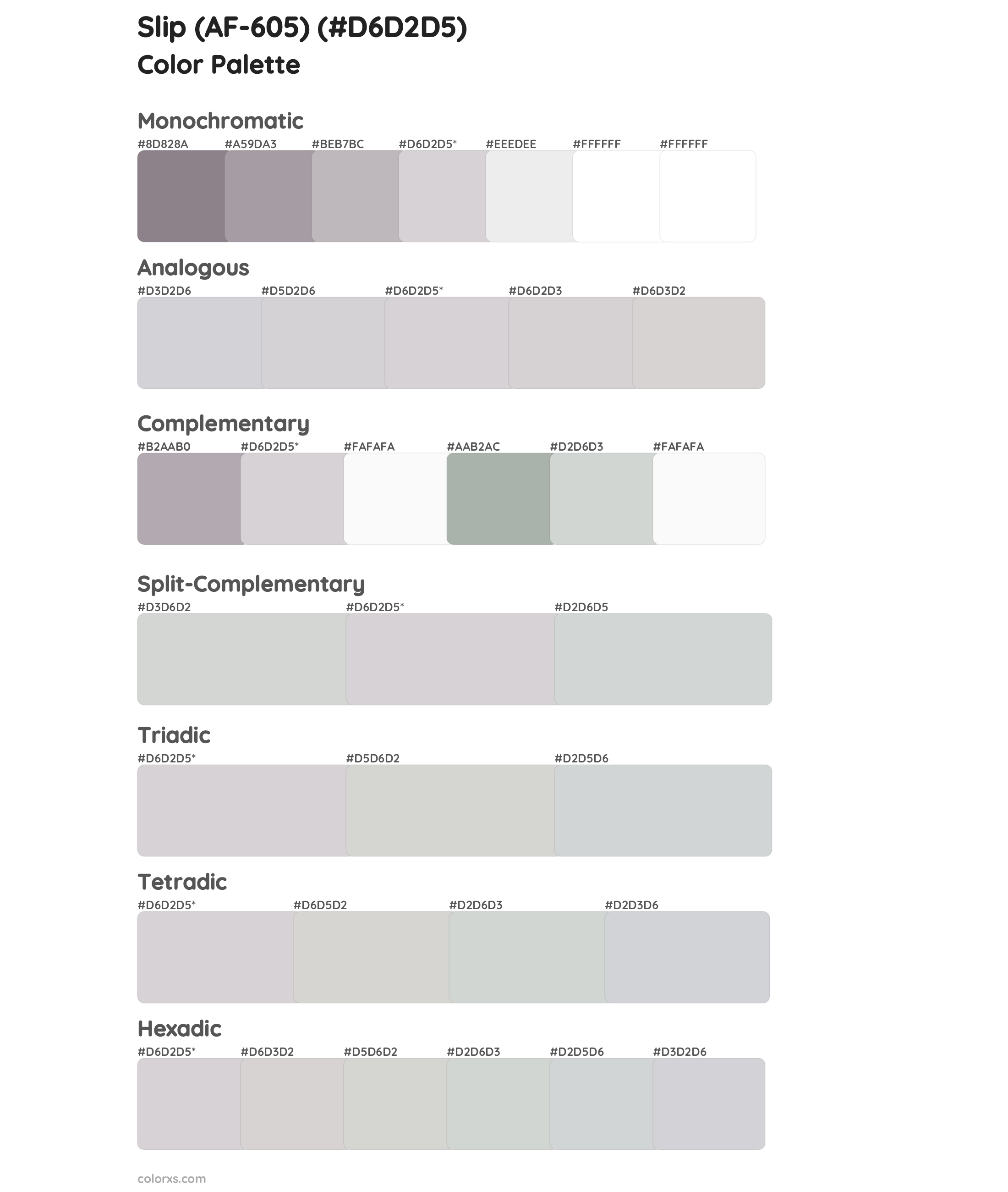 Slip (AF-605) Color Scheme Palettes