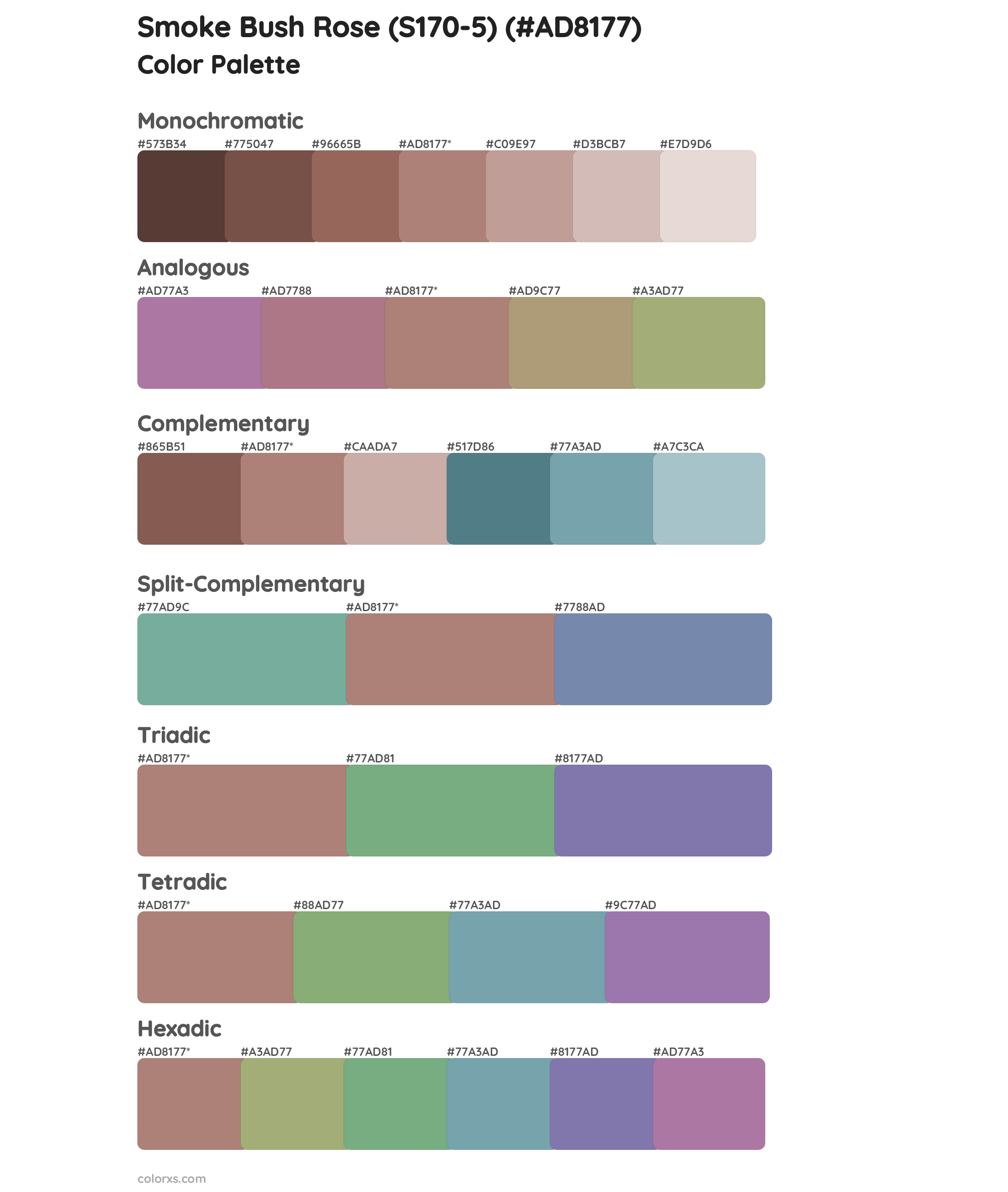 Smoke Bush Rose (S170-5) Color Scheme Palettes