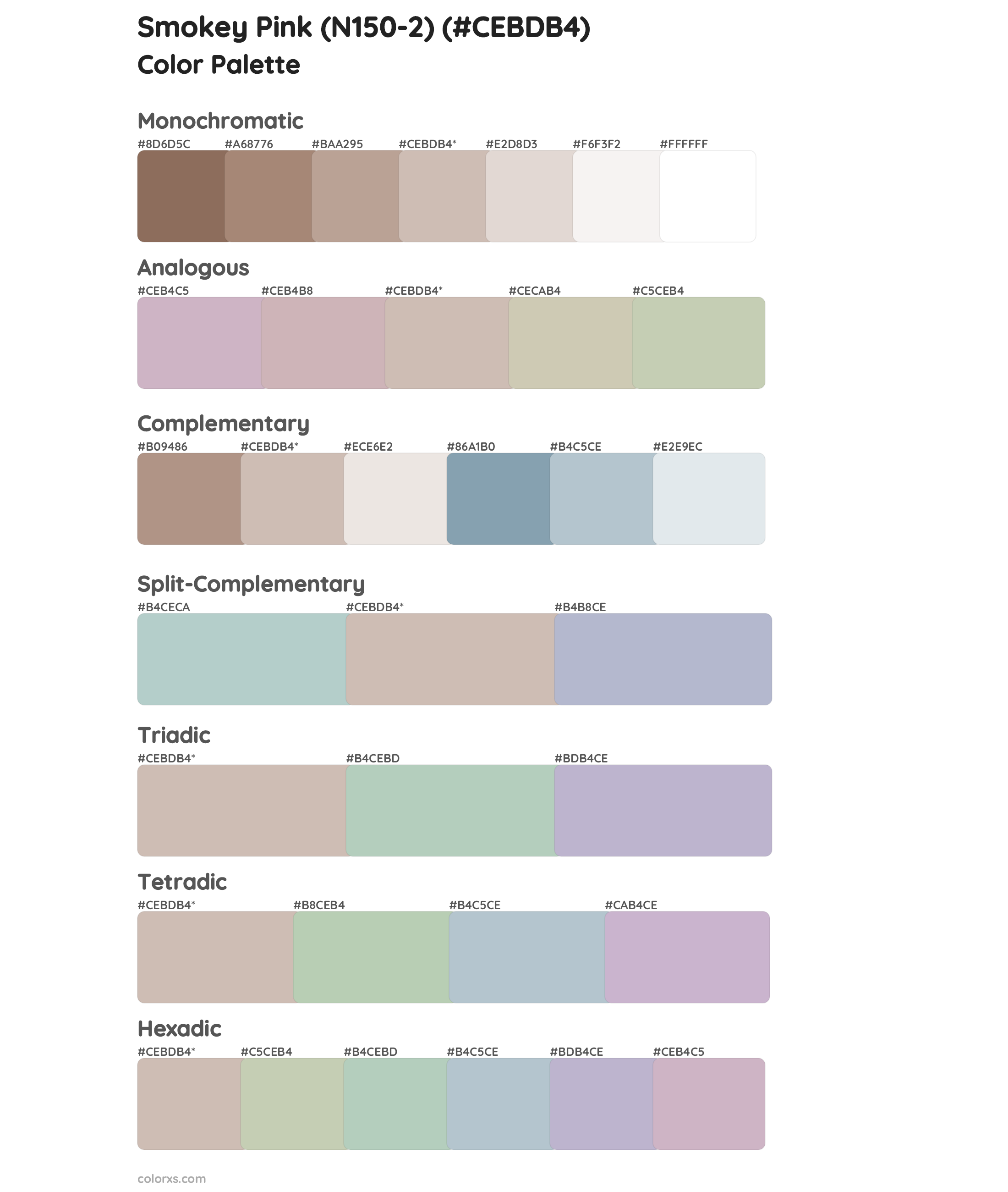 Smokey Pink (N150-2) Color Scheme Palettes