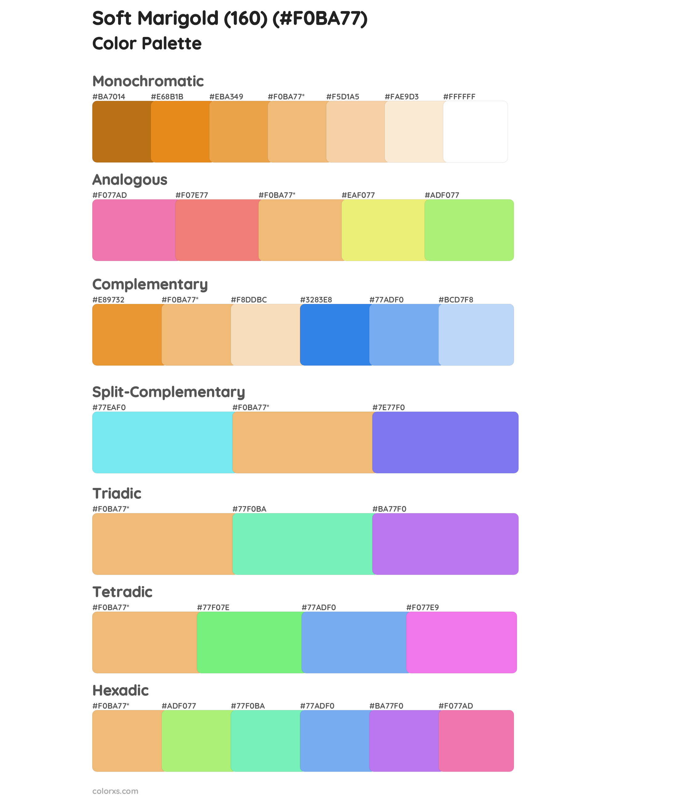 Soft Marigold (160) Color Scheme Palettes