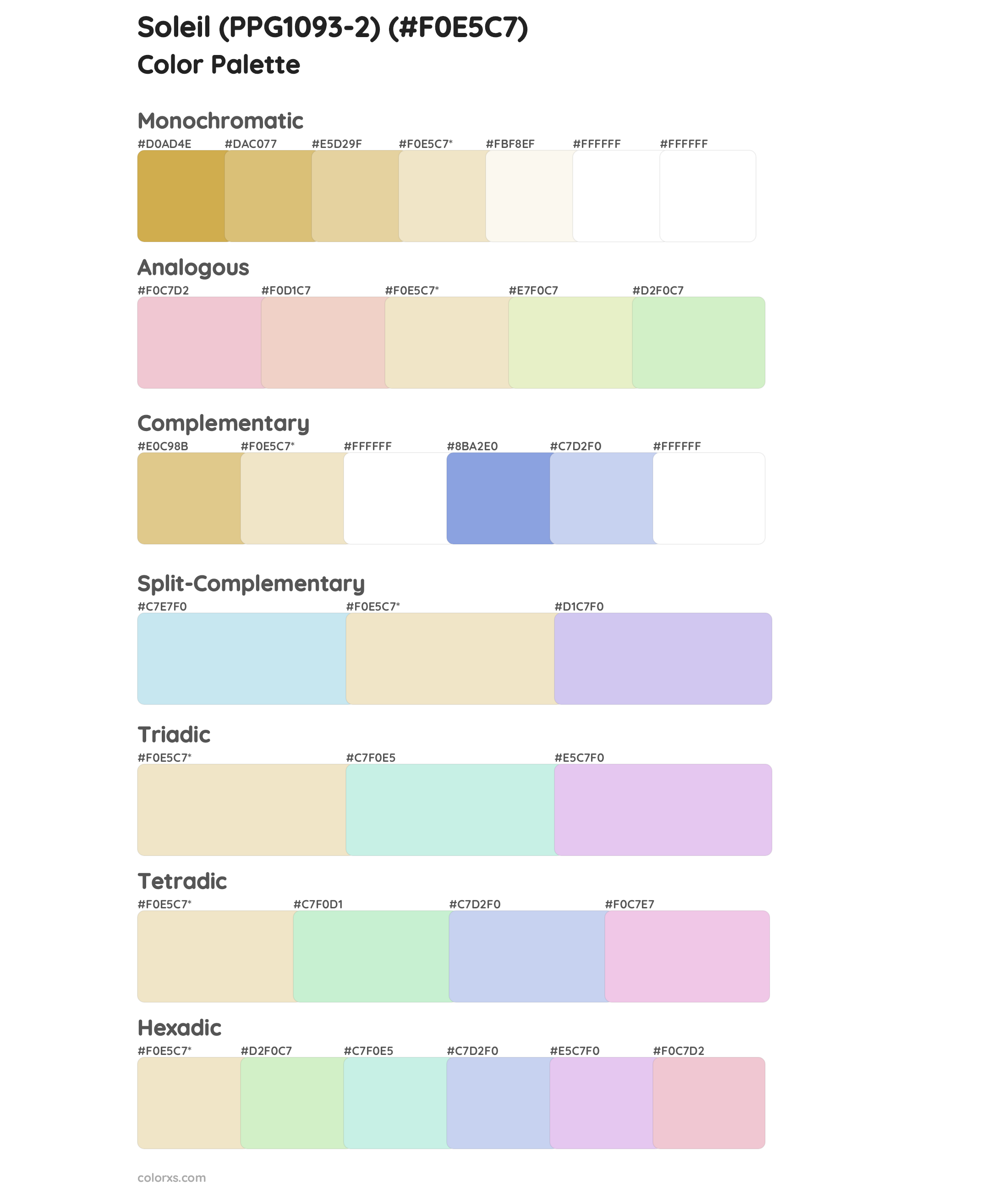 Soleil (PPG1093-2) Color Scheme Palettes