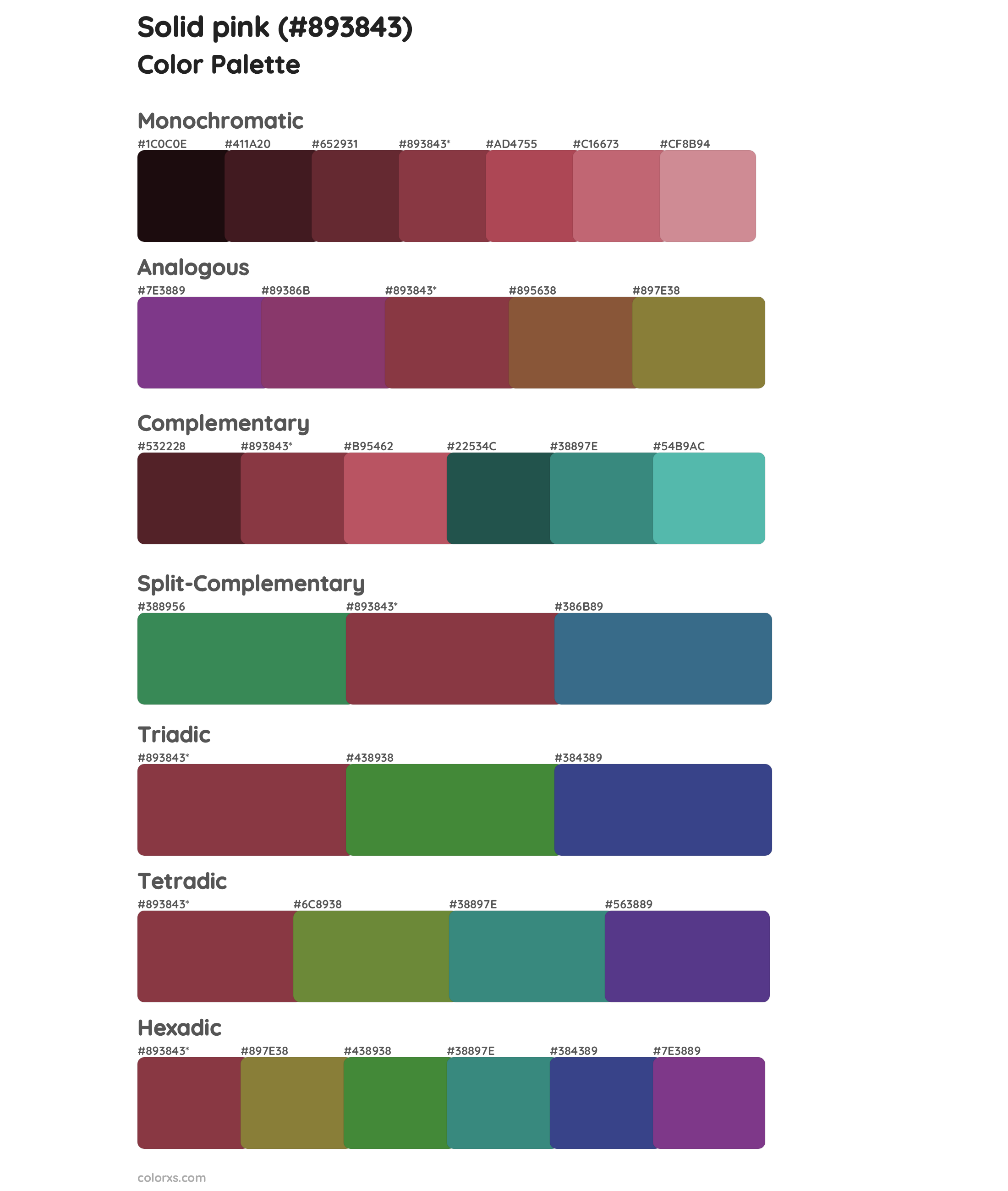 Solid pink Color Scheme Palettes