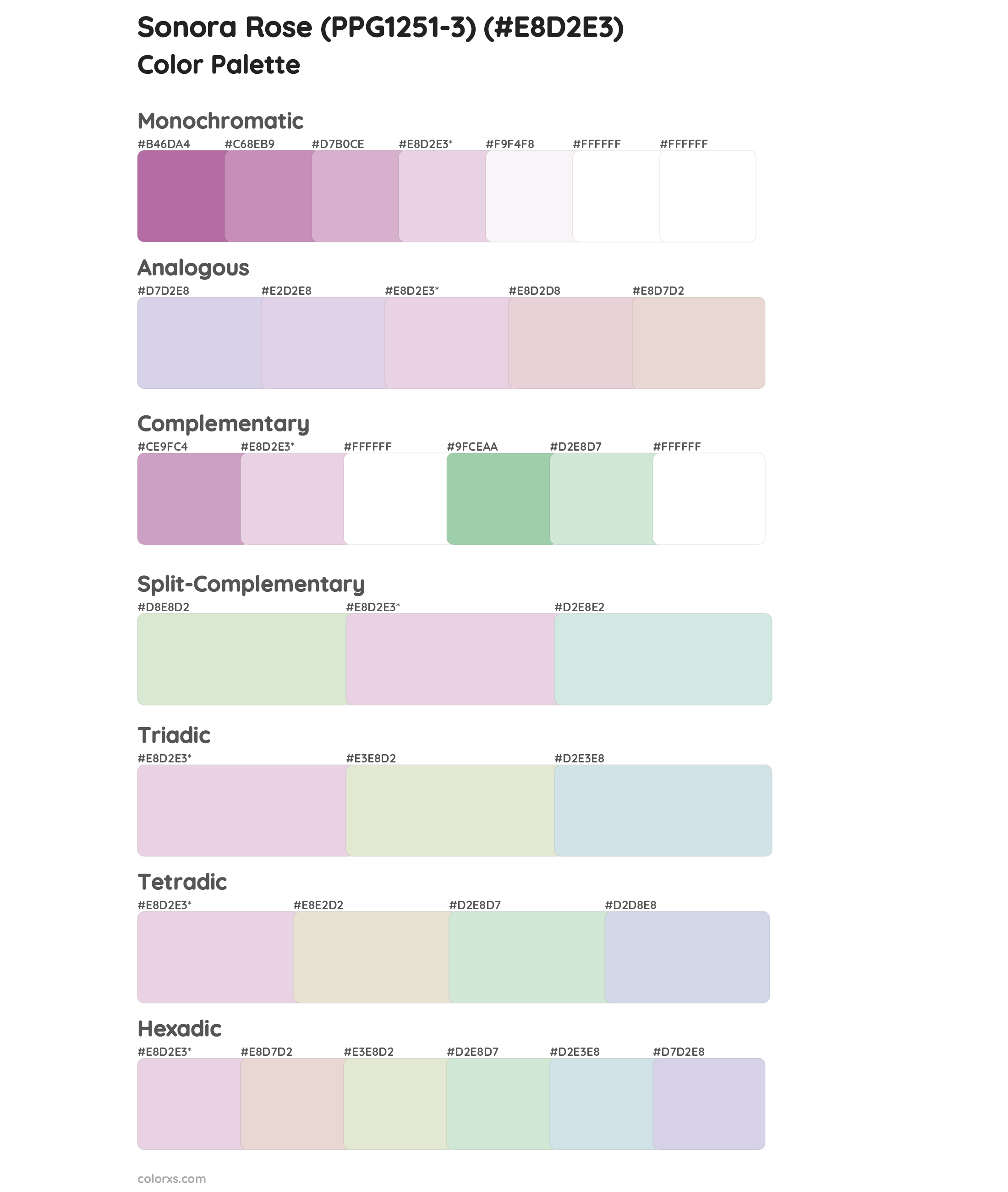 Sonora Rose (PPG1251-3) Color Scheme Palettes