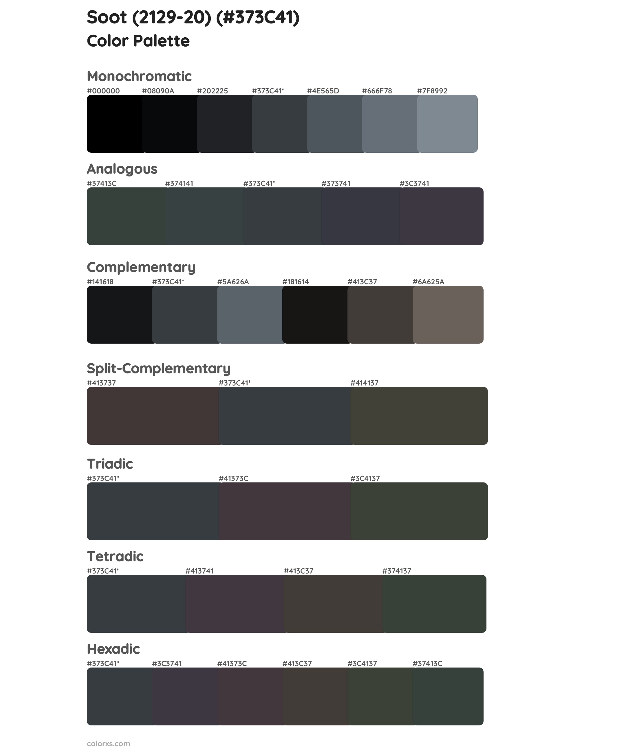 Soot (2129-20) Color Scheme Palettes