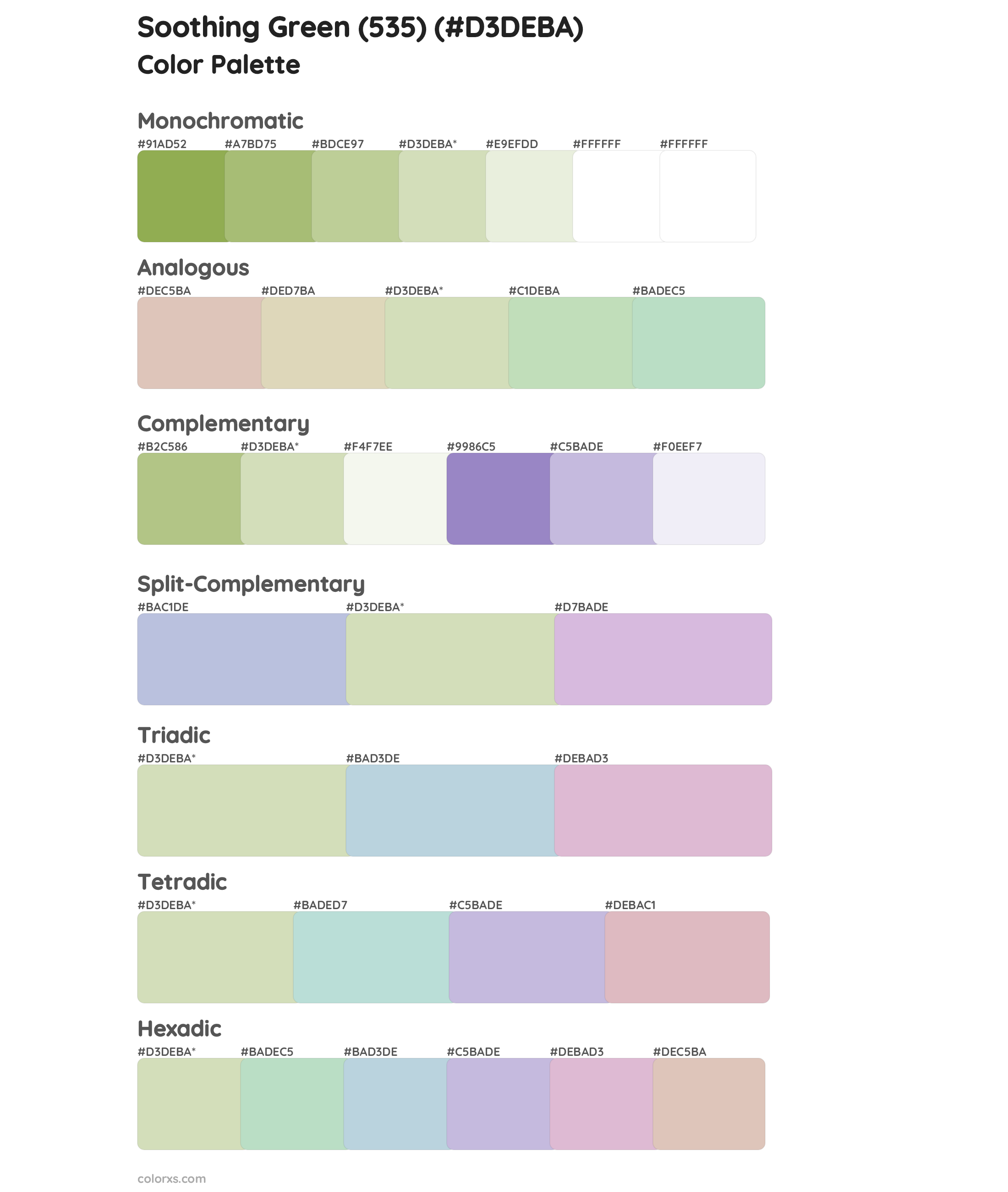 Soothing Green (535) Color Scheme Palettes